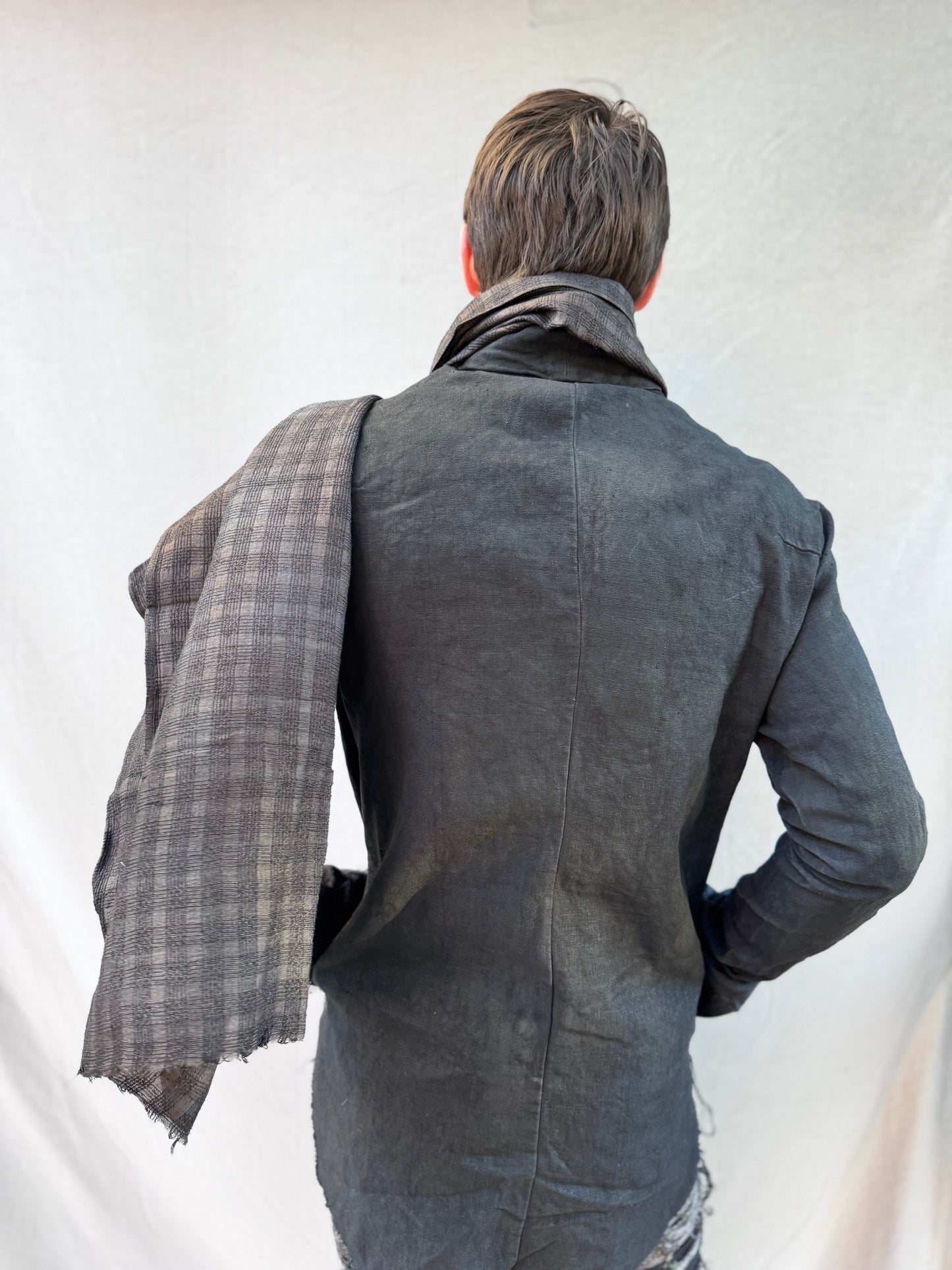 FW25 || OVERDYED SILK RIDGE SCARF || 100% SILK || BLACK