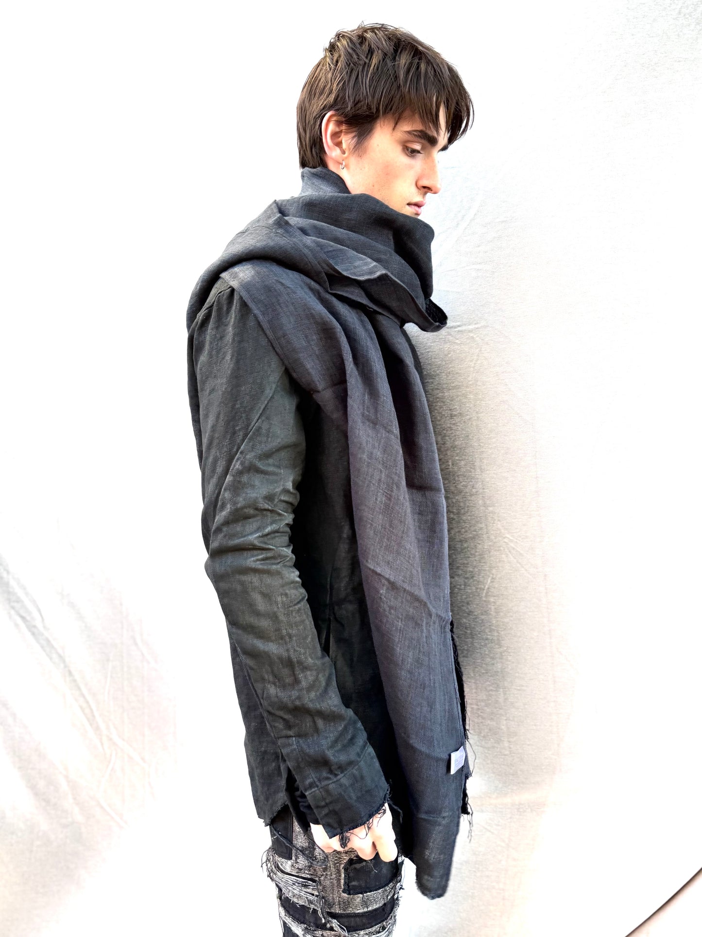 FW25 || CLASSIC LONG SLIM SCARF || LINEN - BLACK