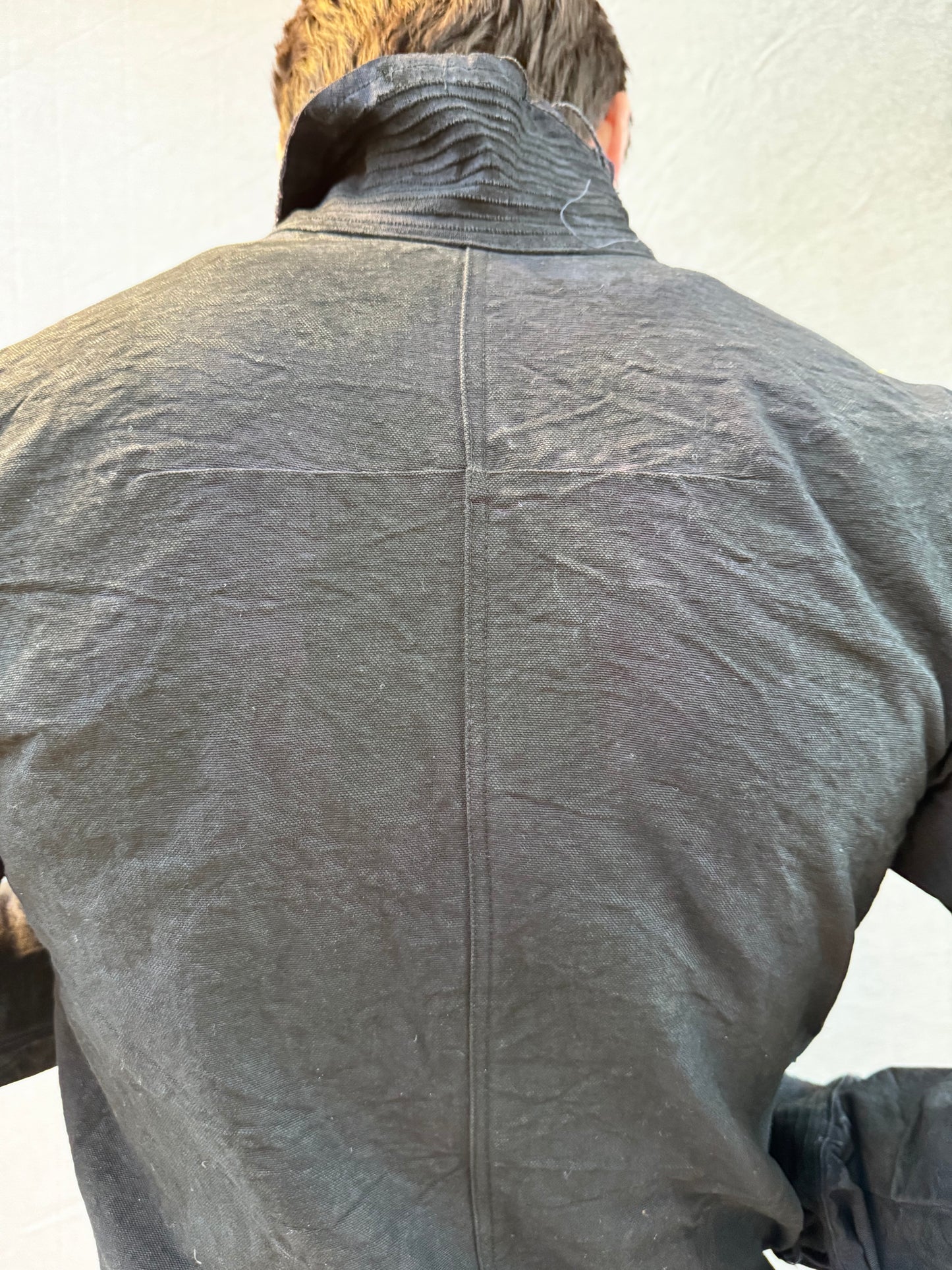 FW25 || FAULTED SHOULDER KEYCHAIN WORK JACKET|| CHARCOAL COATED COTTON
