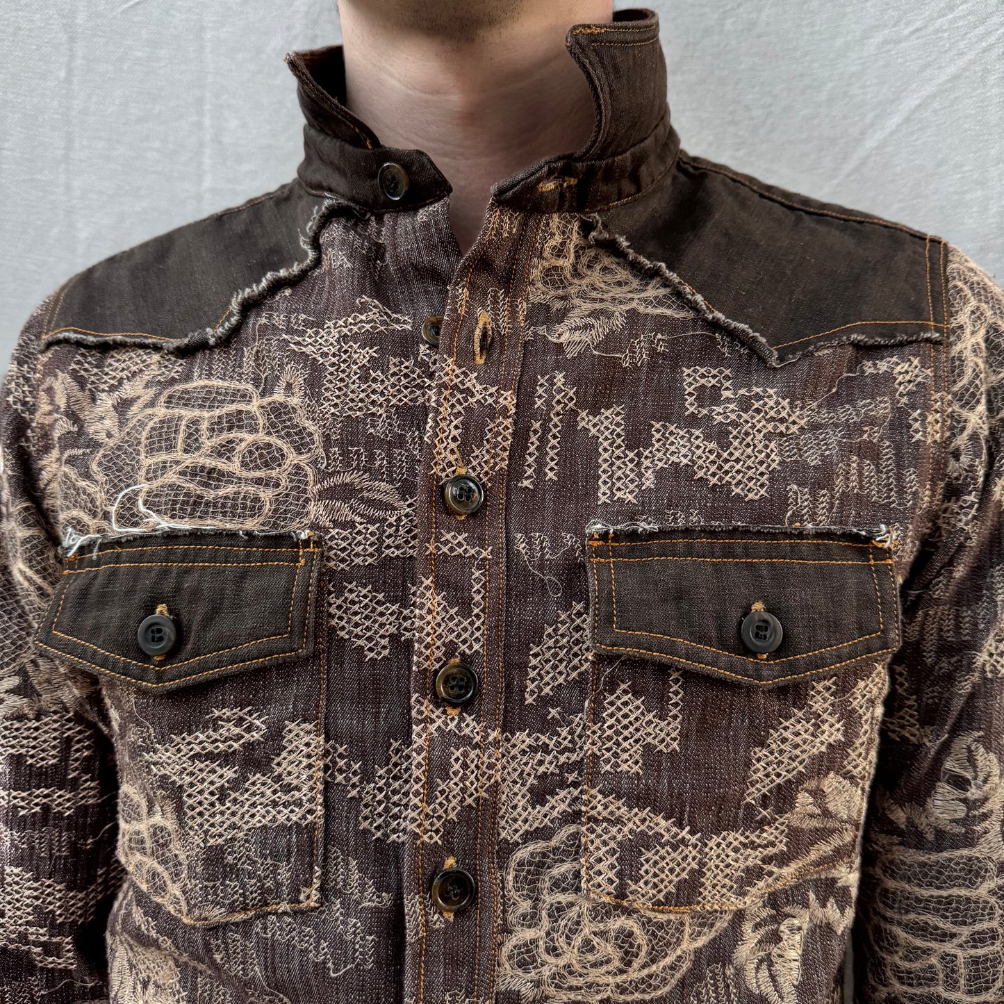 FW25 || WESTERN SHIRT || EMBROIDERED COTTON DENIM