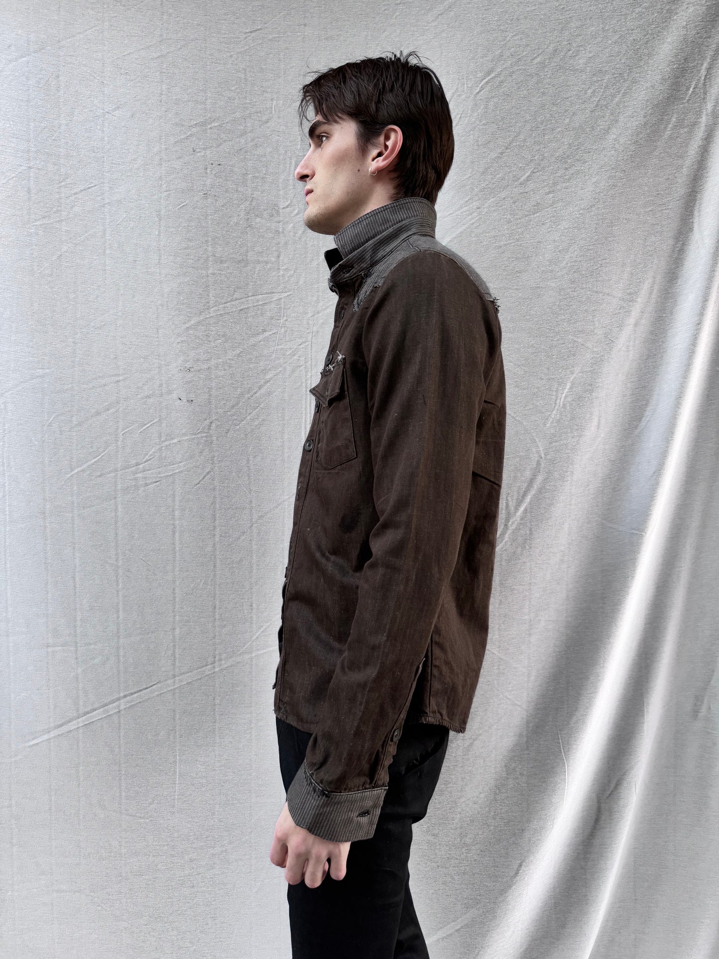FW25 || WESTERN SHIRT || BROWN WASHED COTTON DENIM