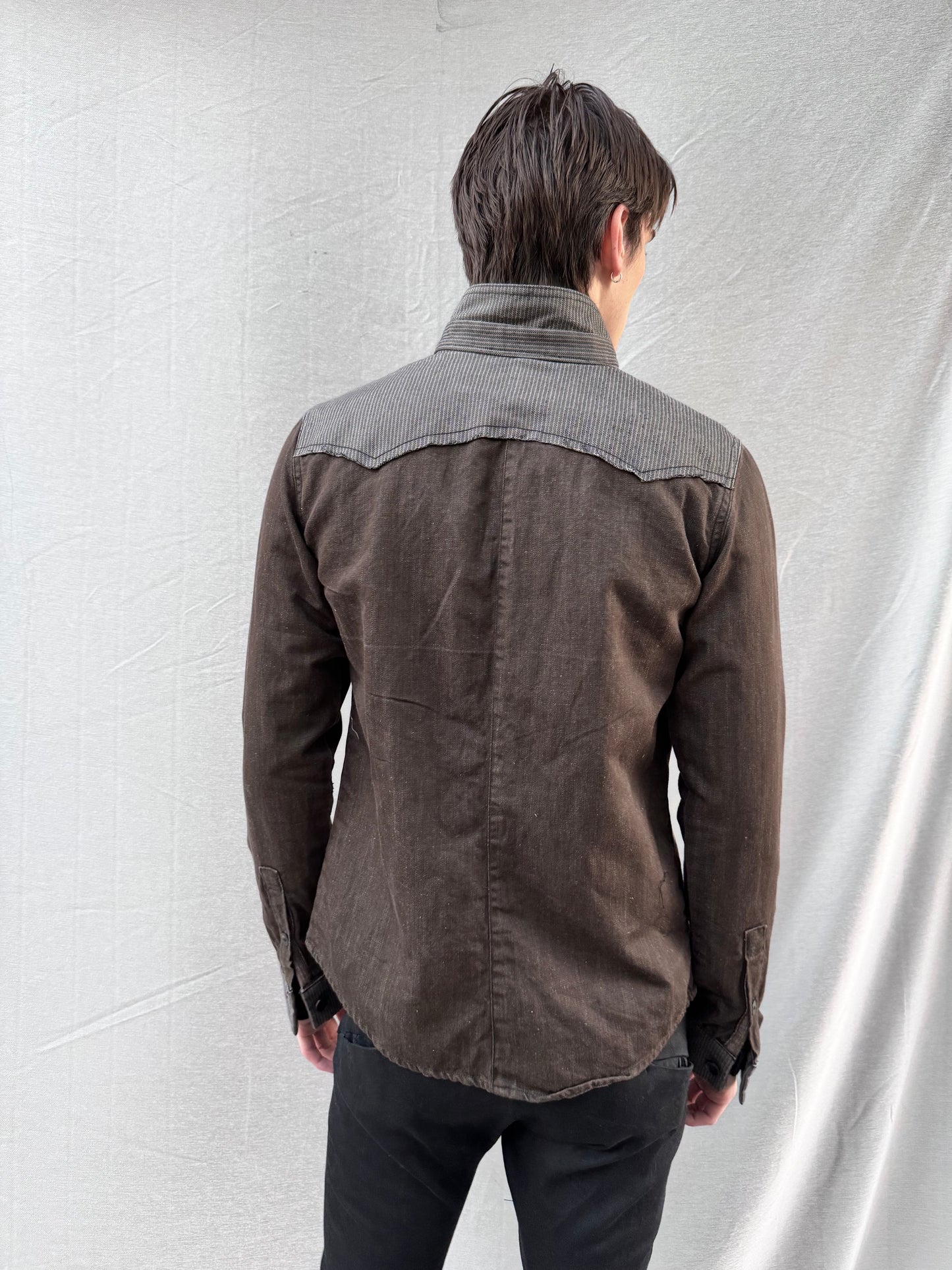 FW25 || WESTERN SHIRT || BROWN WASHED COTTON DENIM