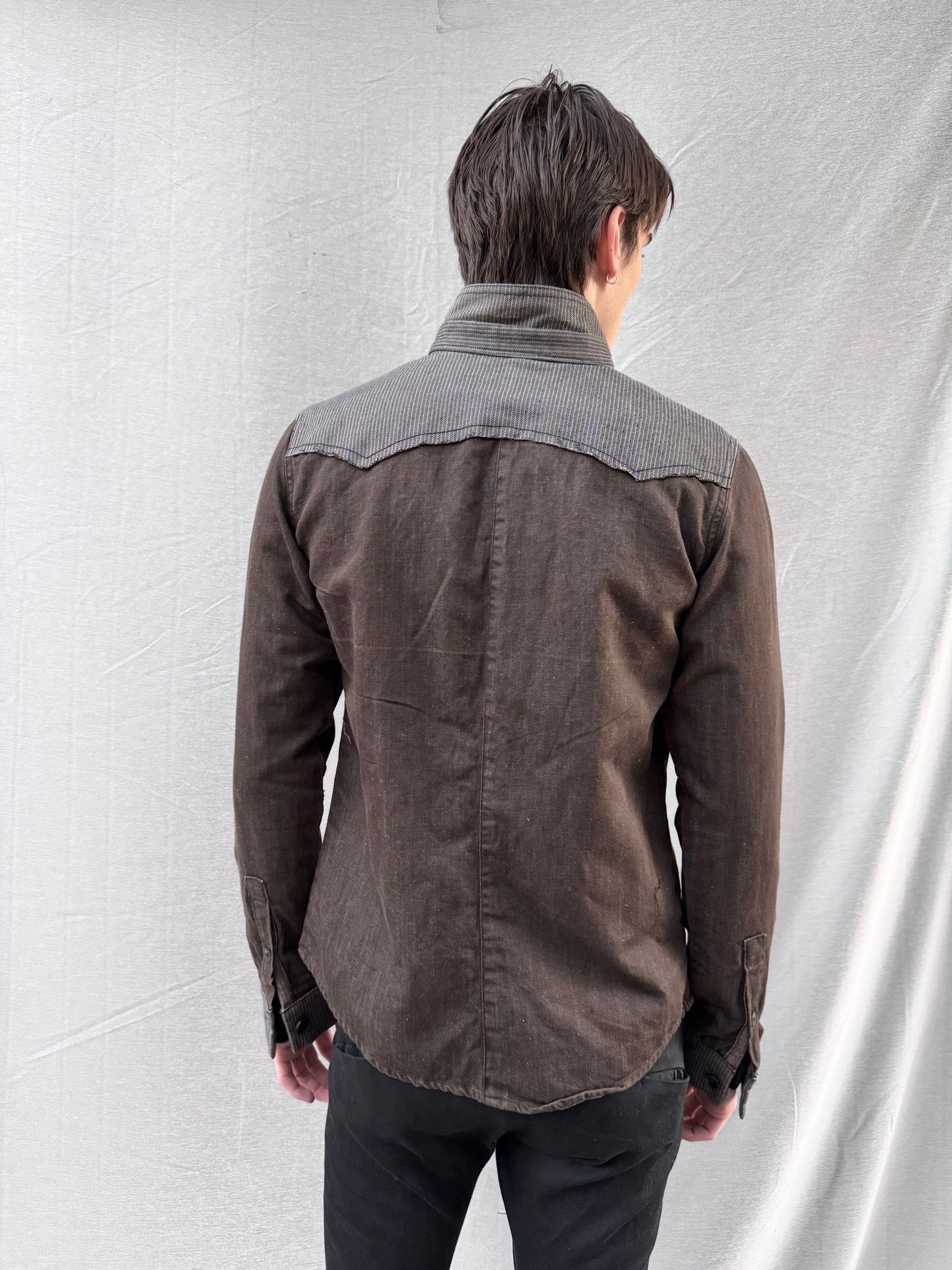 FW25 || WESTERN SHIRT || BROWN WASHED COTTON DENIM