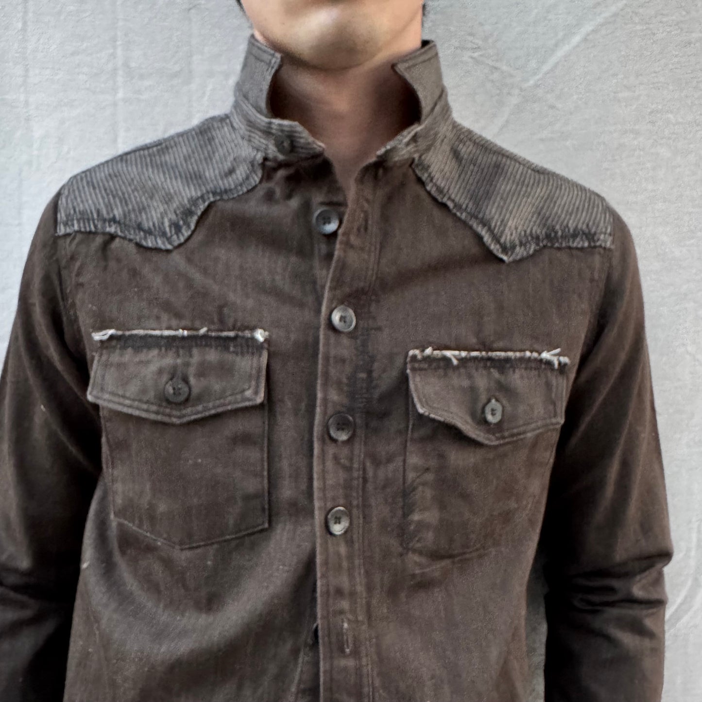 FW25 || WESTERN SHIRT || BROWN WASHED COTTON DENIM