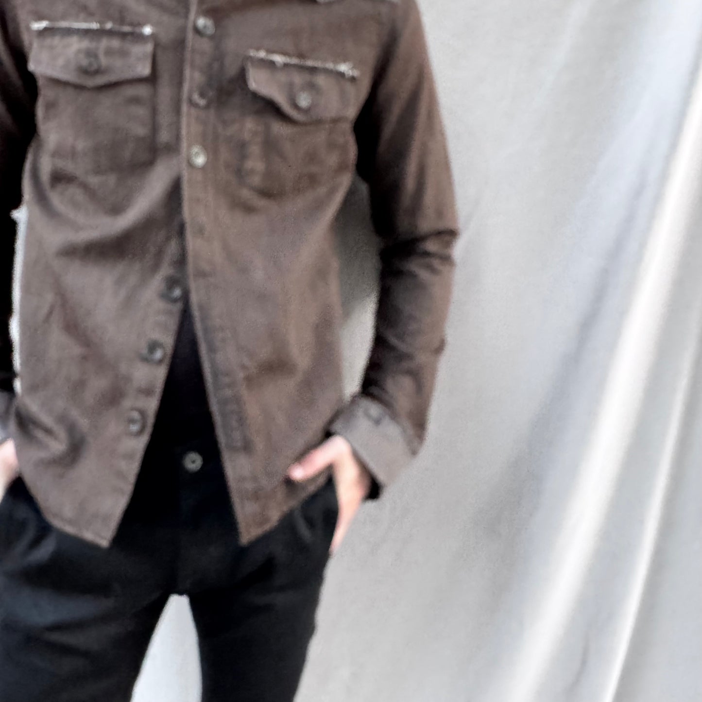 FW25 || WESTERN SHIRT || BROWN WASHED COTTON DENIM