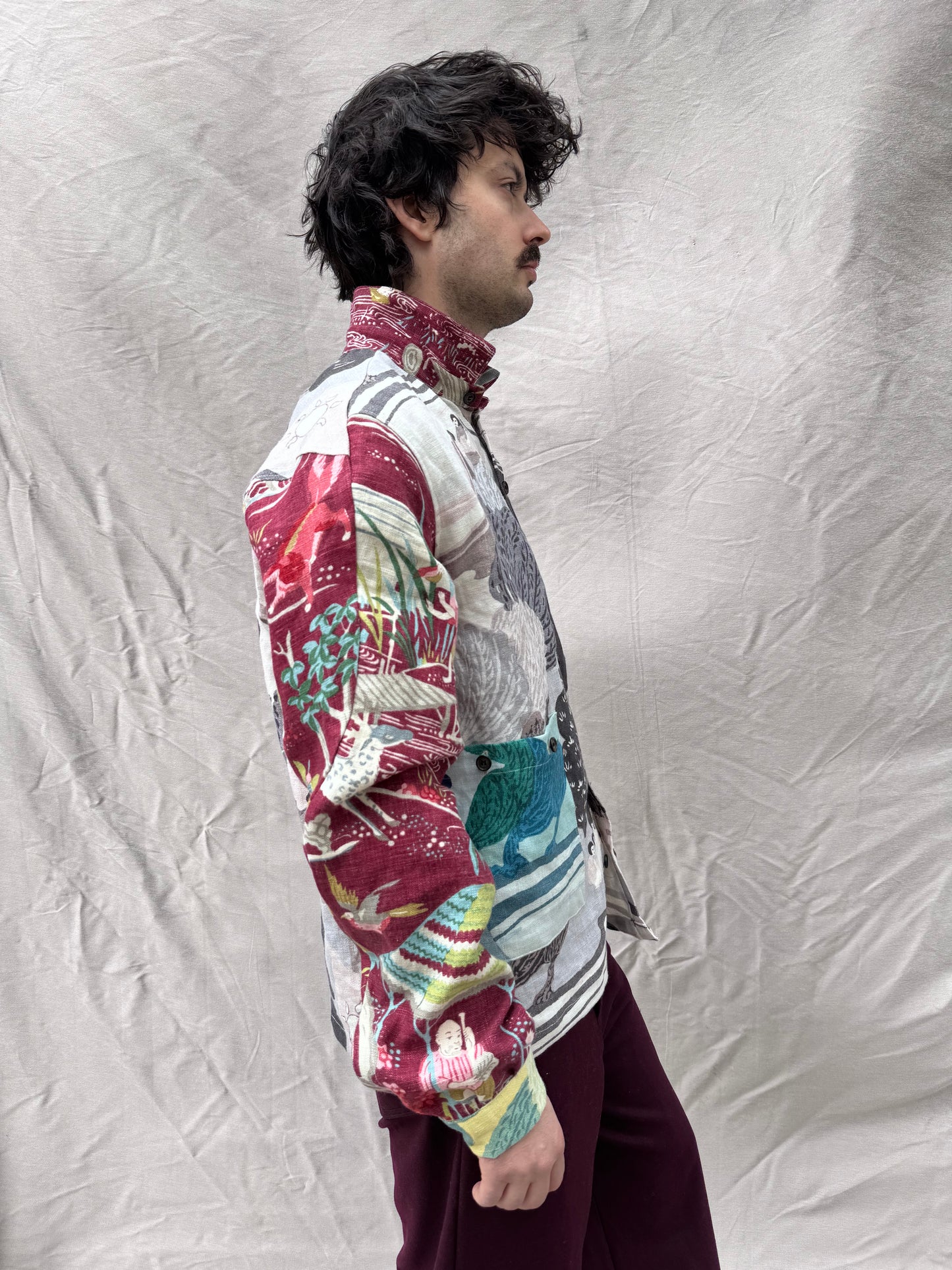 FW25 || FAULTED SHOULDER INDIVIDUAL "BOX SHIRT|| 100% LINEN PRINT