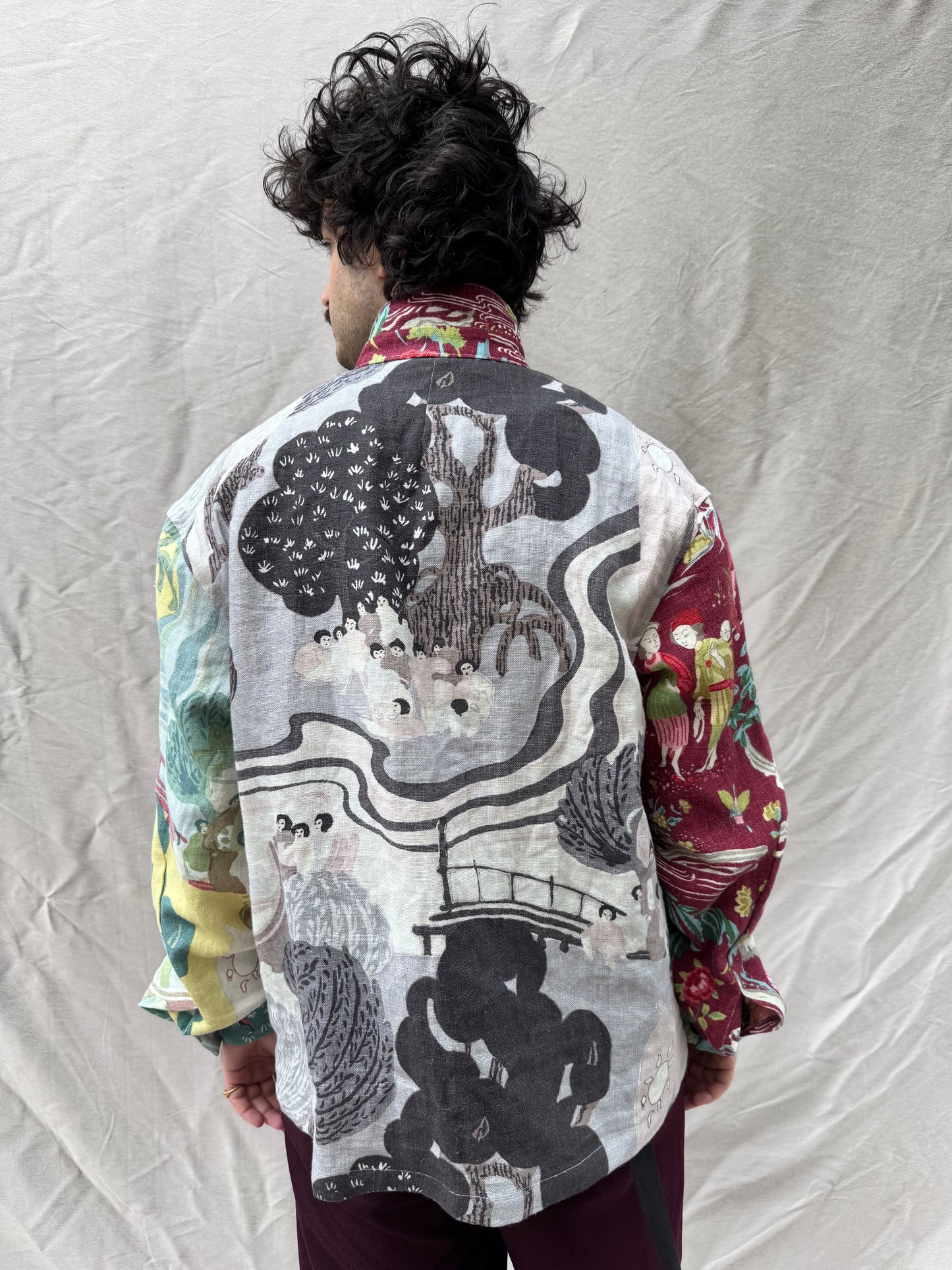 FW25 || FAULTED SHOULDER INDIVIDUAL "BOX SHIRT|| 100% LINEN PRINT