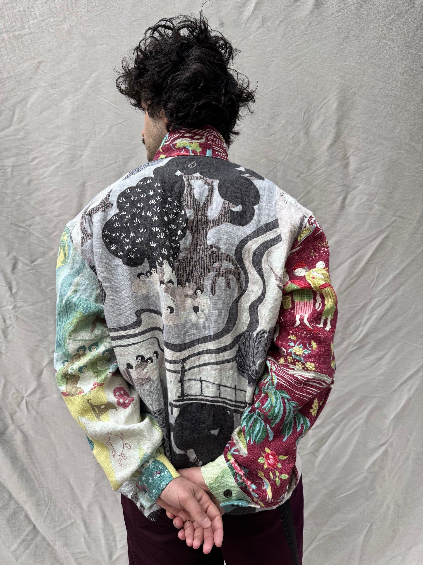 FW25 || FAULTED SHOULDER INDIVIDUAL "BOX SHIRT|| 100% LINEN PRINT