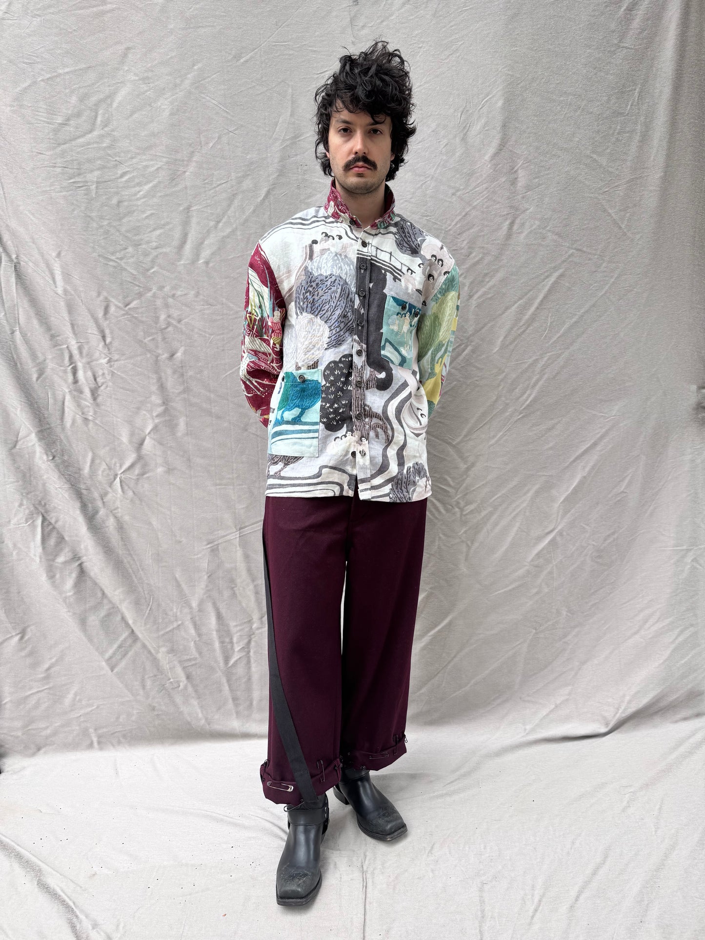 FW25 || FAULTED SHOULDER INDIVIDUAL "BOX SHIRT|| 100% LINEN PRINT