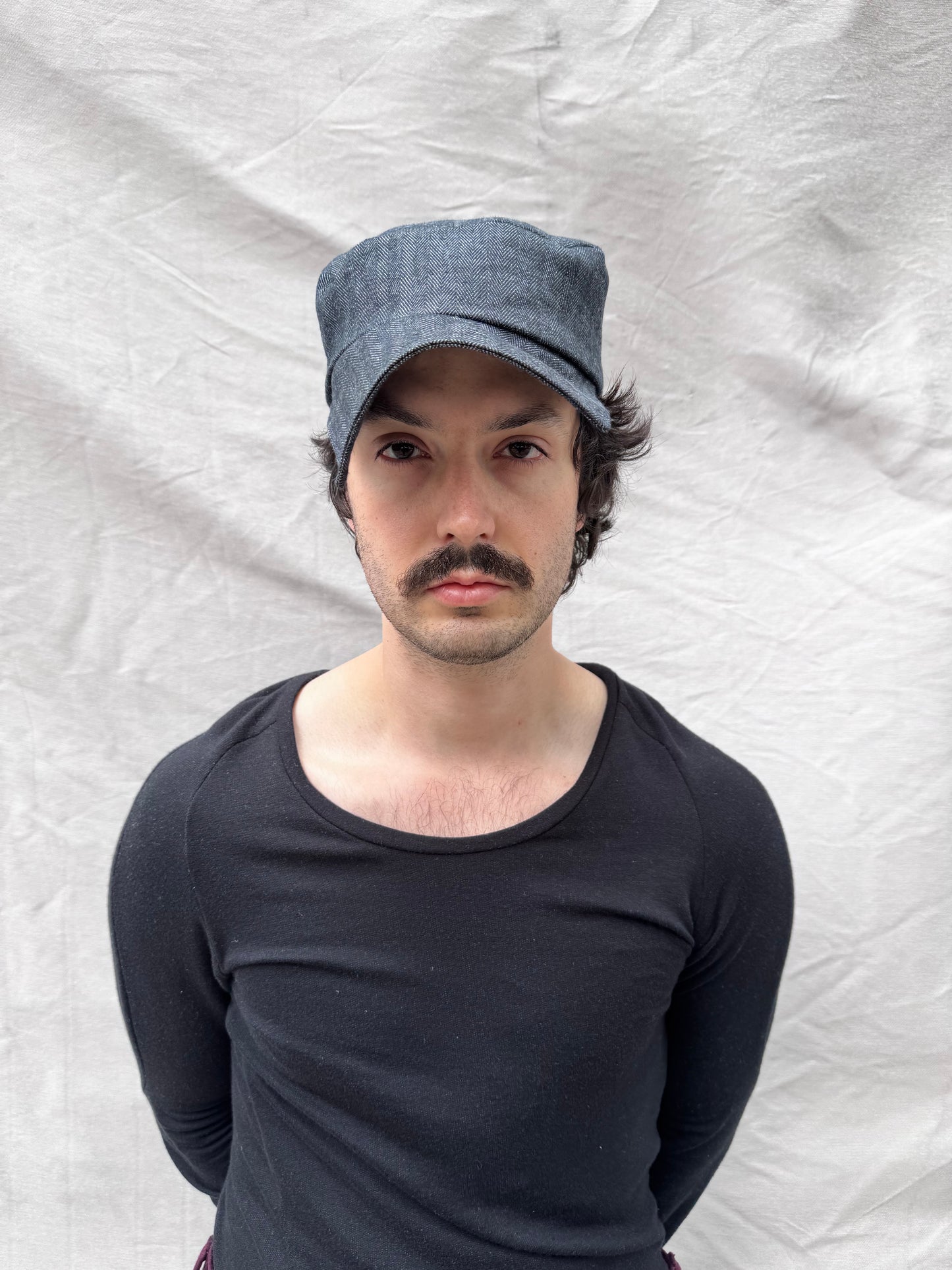 FW25 || EXTENDED SQUARE BILL ZB HAT || BLACK HERRINGBONE