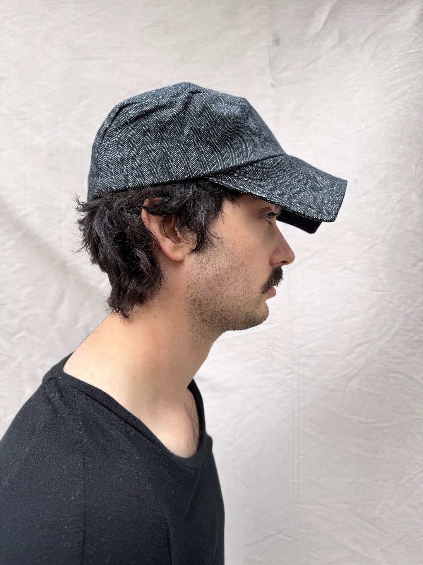 FW25 || EXTENDED SQUARE BILL ZB HAT || BLACK HERRINGBONE