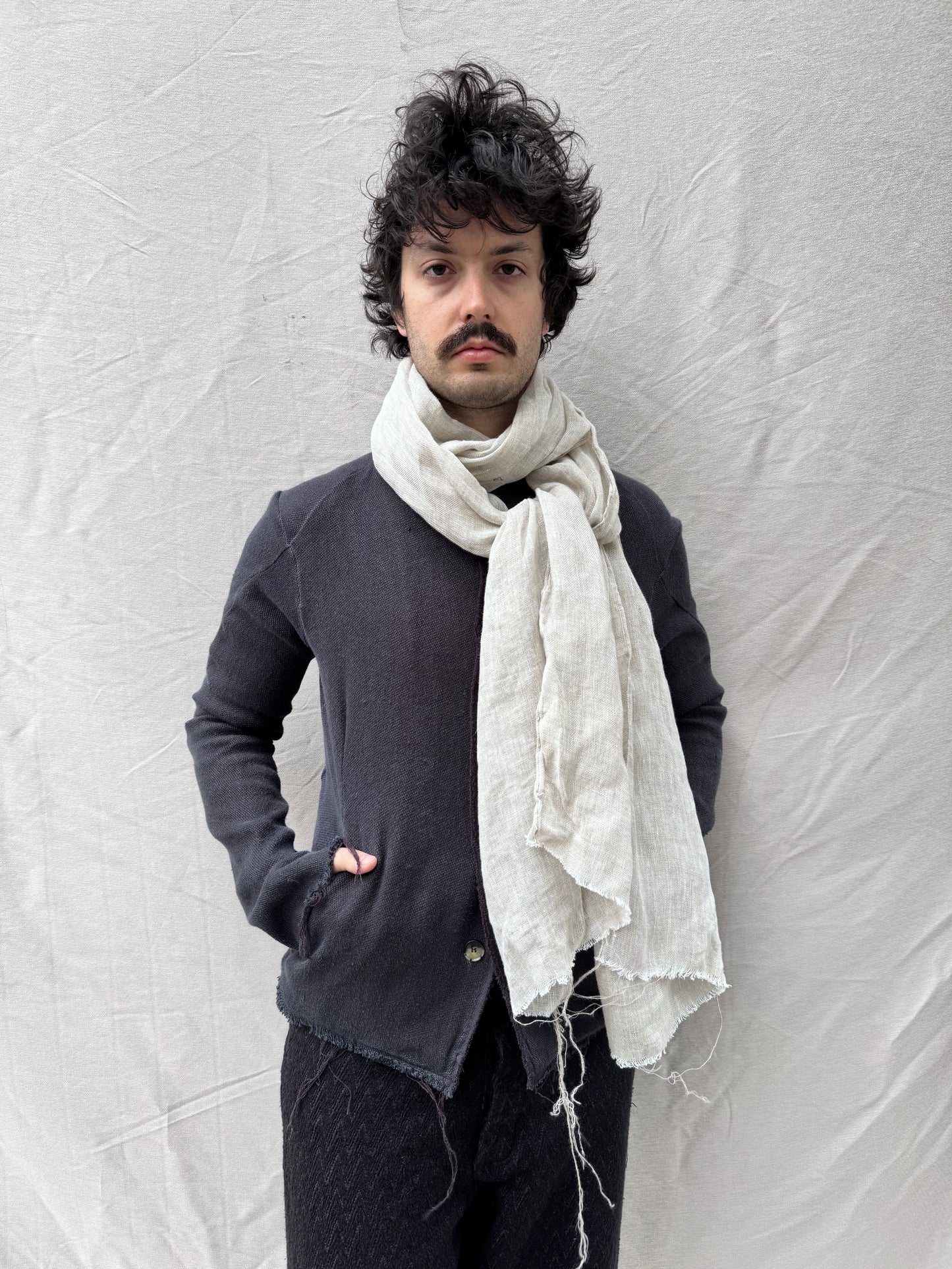 FW25 || CLASSIC LONG SLIM SCARF || LINEN - ECRU