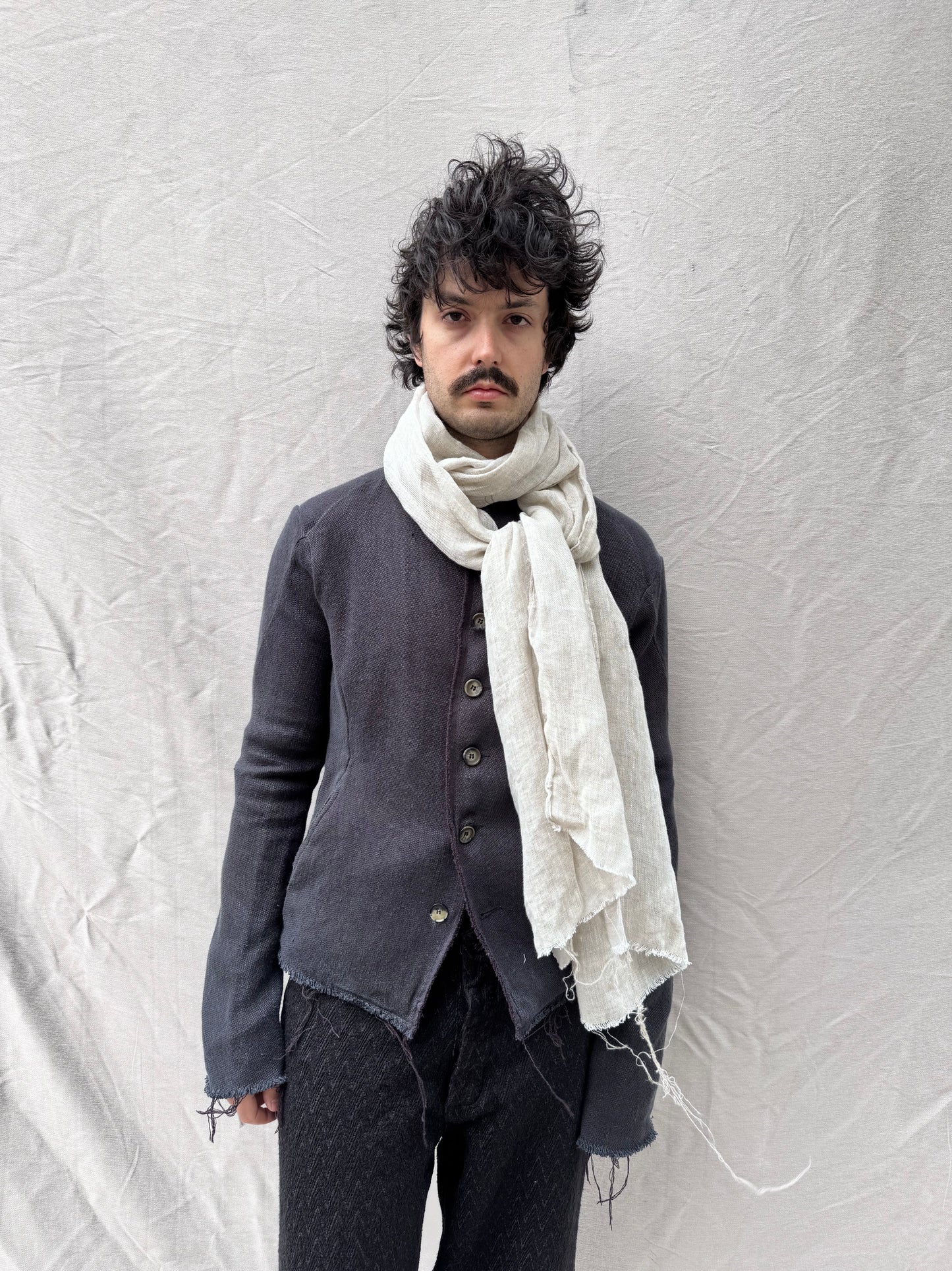 FW25 || CLASSIC LONG SLIM SCARF || LINEN - ECRU