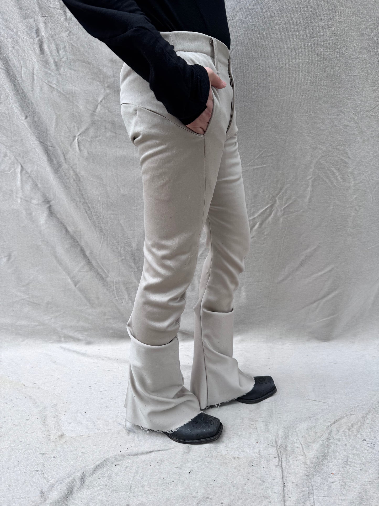 FW25 || TAILORED BOOT CUT DNA DRESS PANTS|| 100% WOOL - ECRU