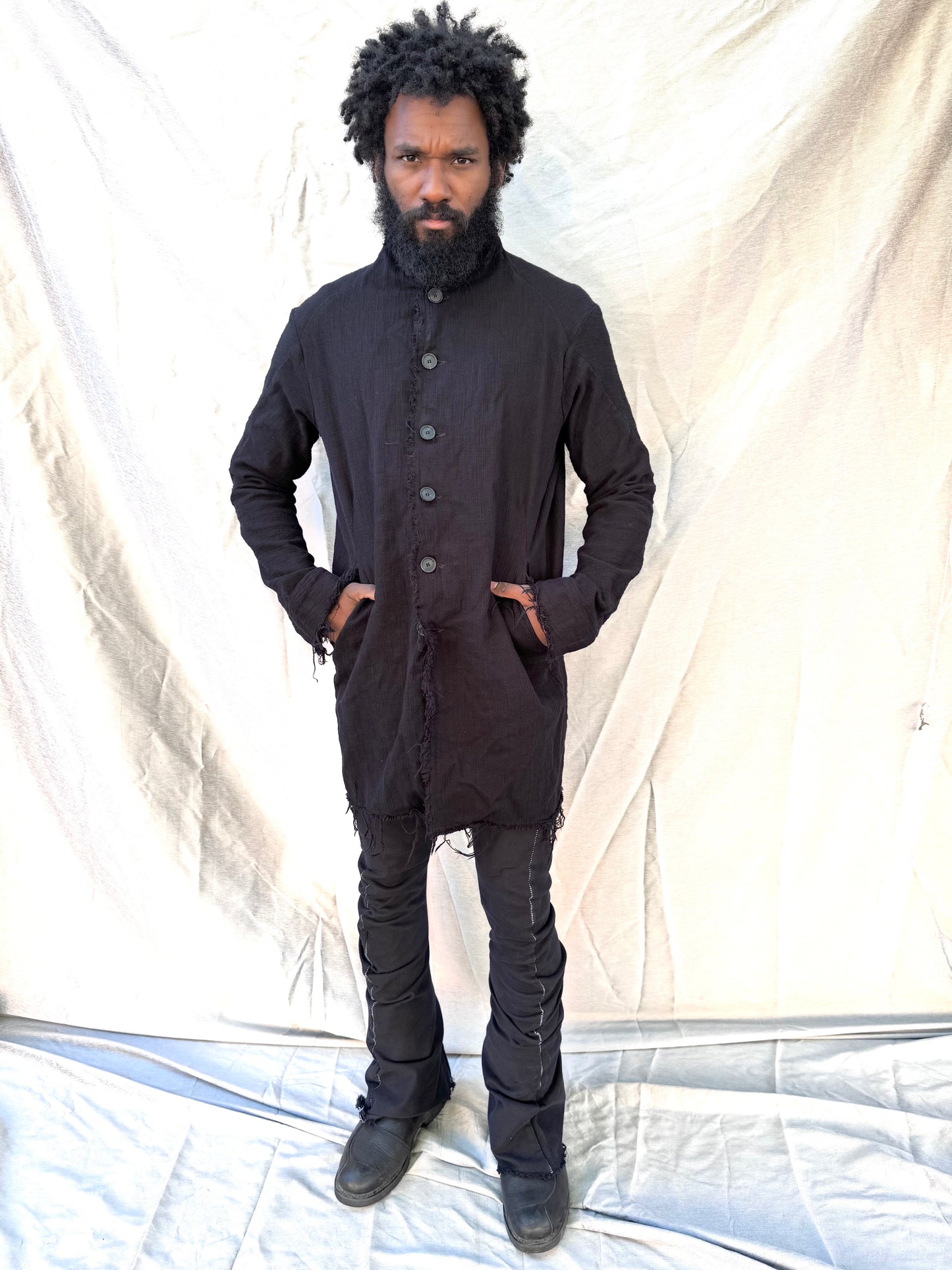 FW25 || PROTOLOGICAL ARCHETYPE LONG SHIRT JACKET || BLACK