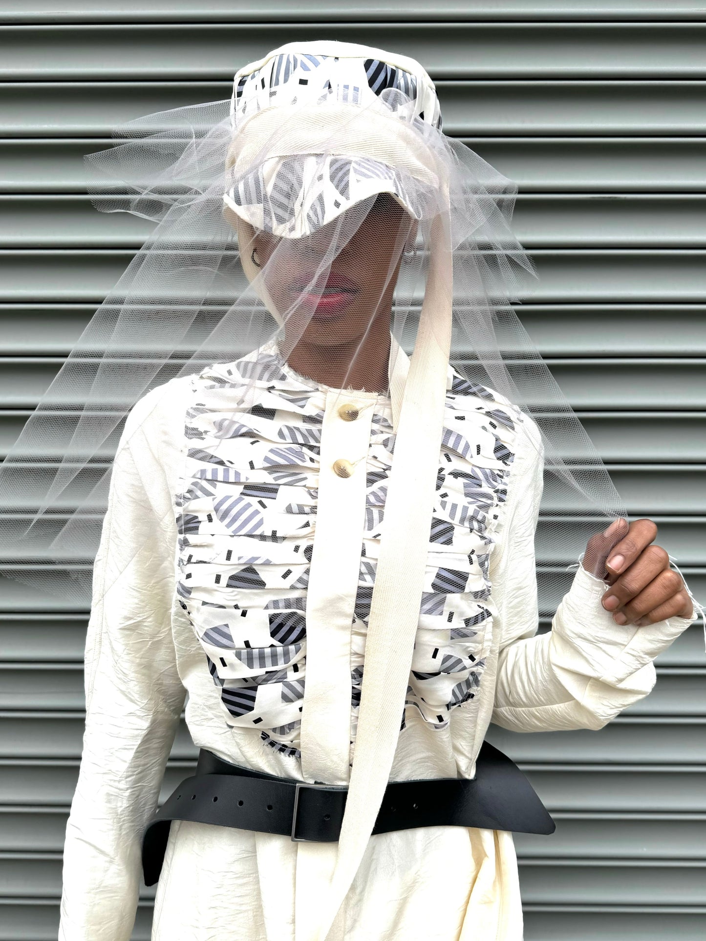 SS24 || CONVERTIBLE VEILED SUMMER HAT || ECRU