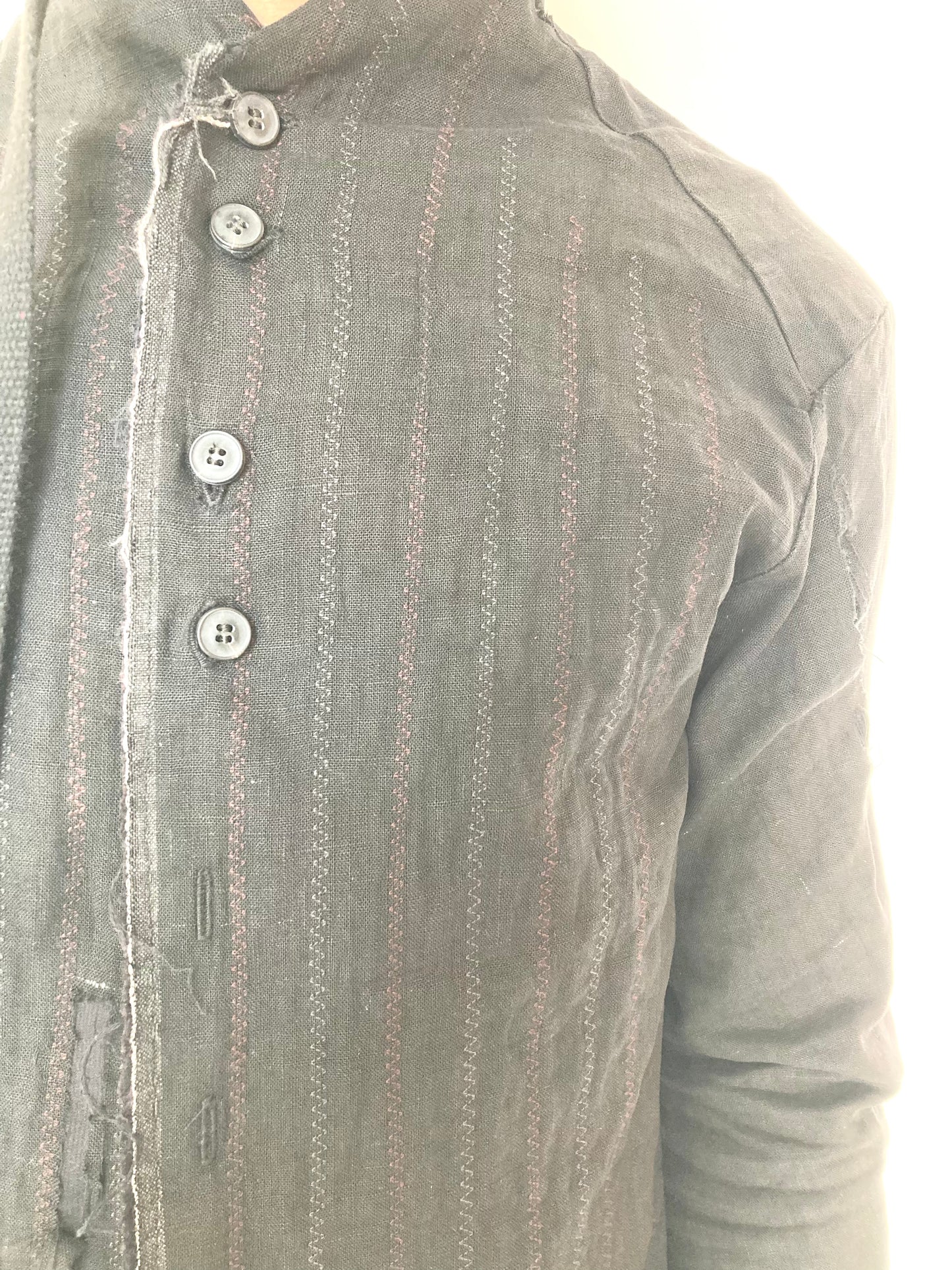 KNG13 || PROTOLOGICAL ARCHETYPE SHIRT - DESTROYED LINEN || BLACK ||