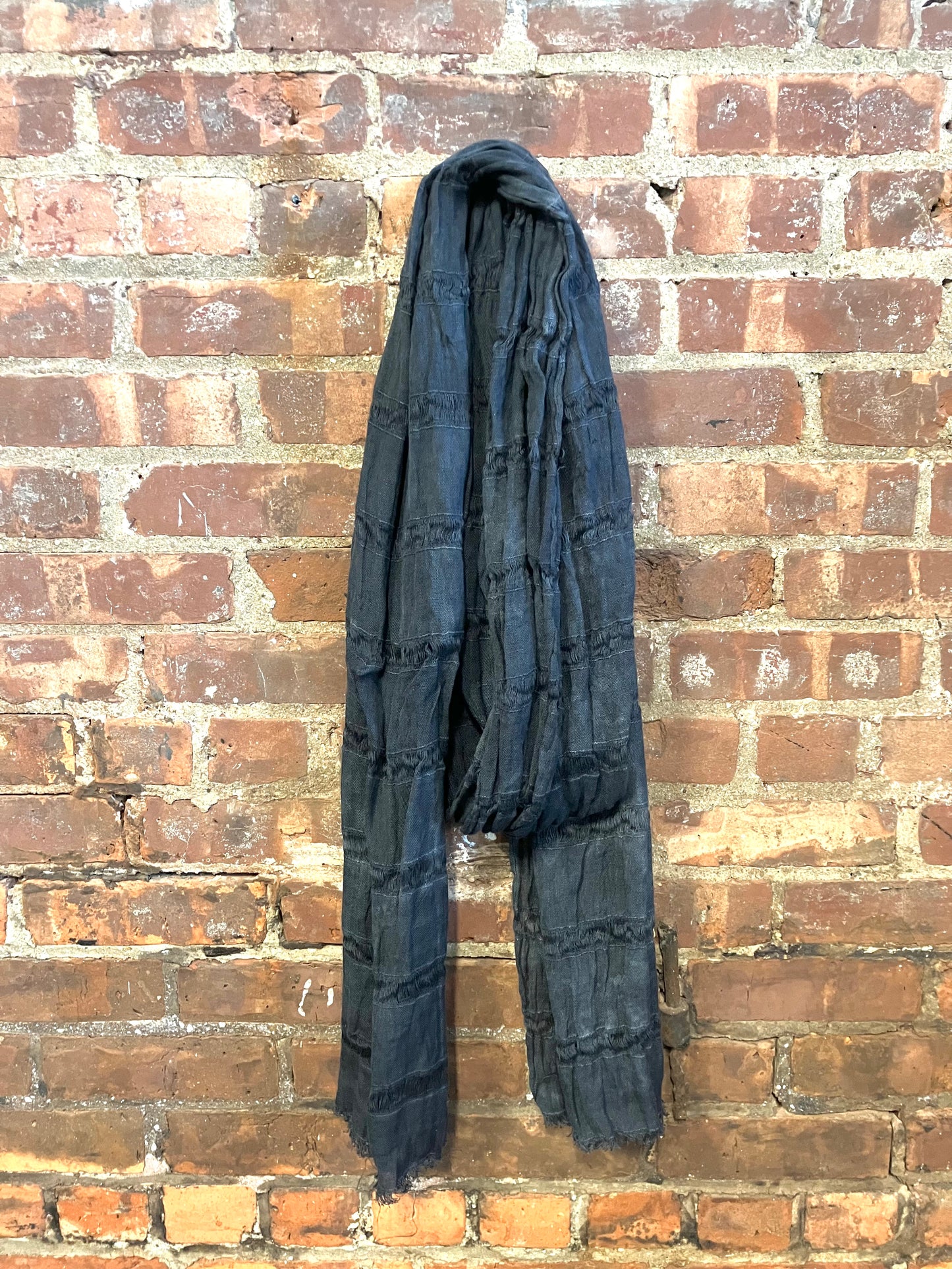 SS23 LINEN SINGLE WIDTH SCARF - BLACK