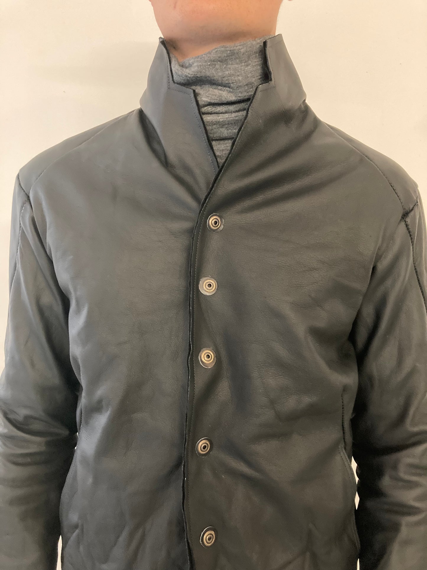 KNG13 || PROTOLOGICAL ARCHETYPE LEATHER SHIRT JACKET || BLACK