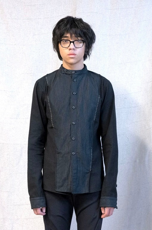 SS23 || DOUBLE FRONT LONG SLEEVE SHIRT || Black