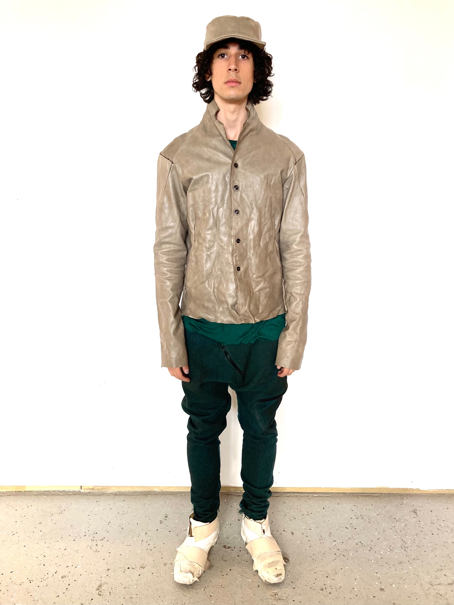 KNG13 || PROTOLOGICAL ARCHETYPE LEATHER SHIRT JACKET || KHAKI