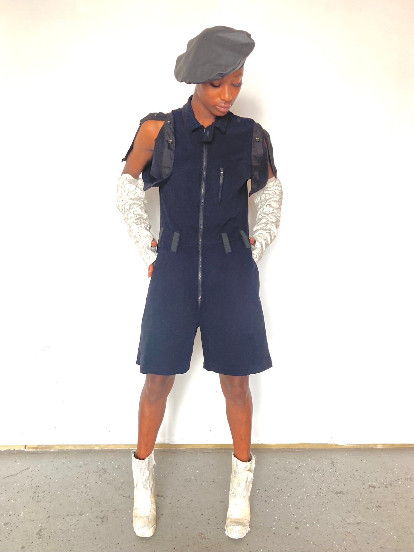 KNG13 || FEMME - SHORT COVERALLS || 100% COTTON - BLACK