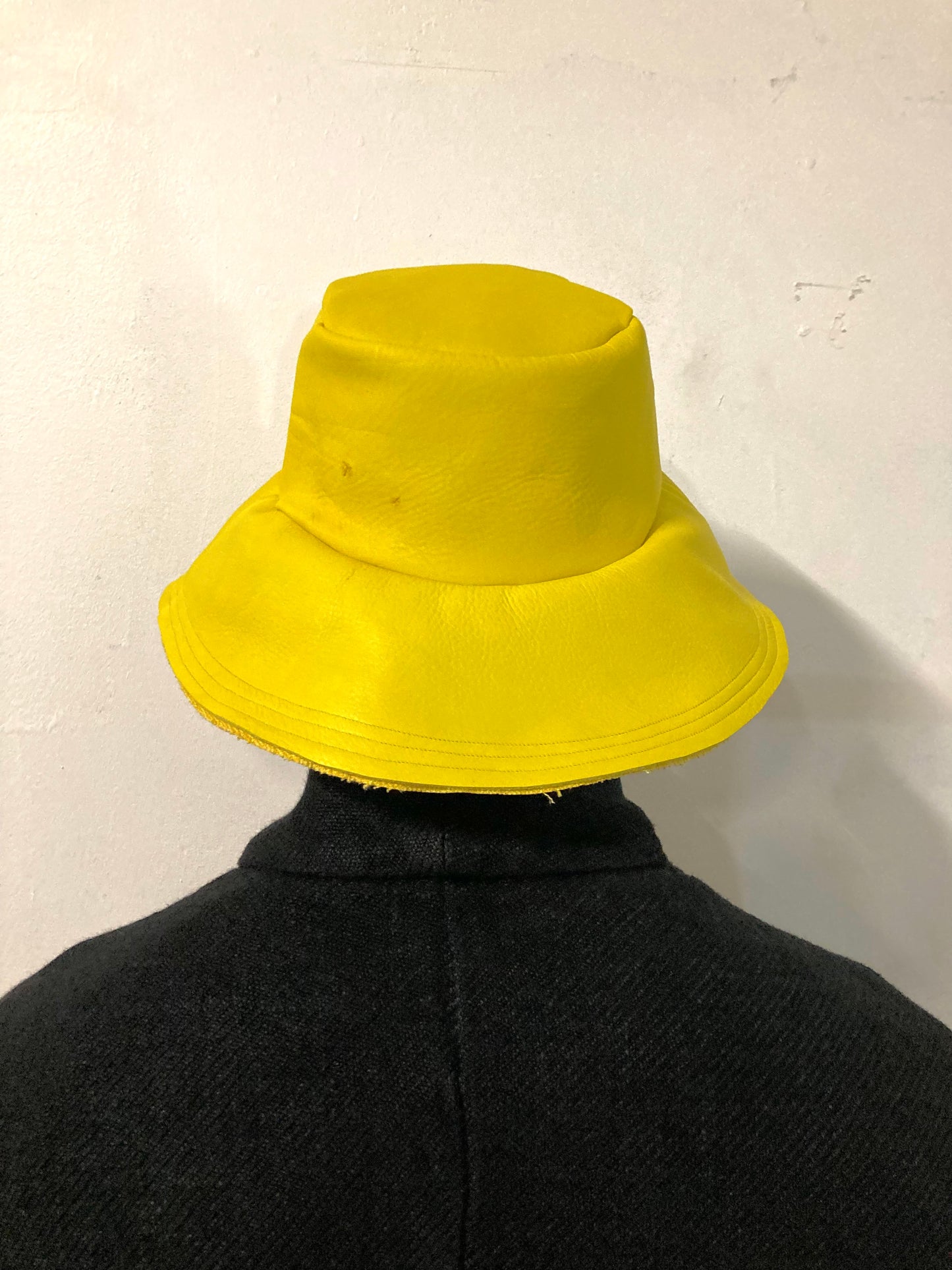 KNG13 || EXTENDED BRIM BUCKET HAT || 100% COWHIDE -YELLOW