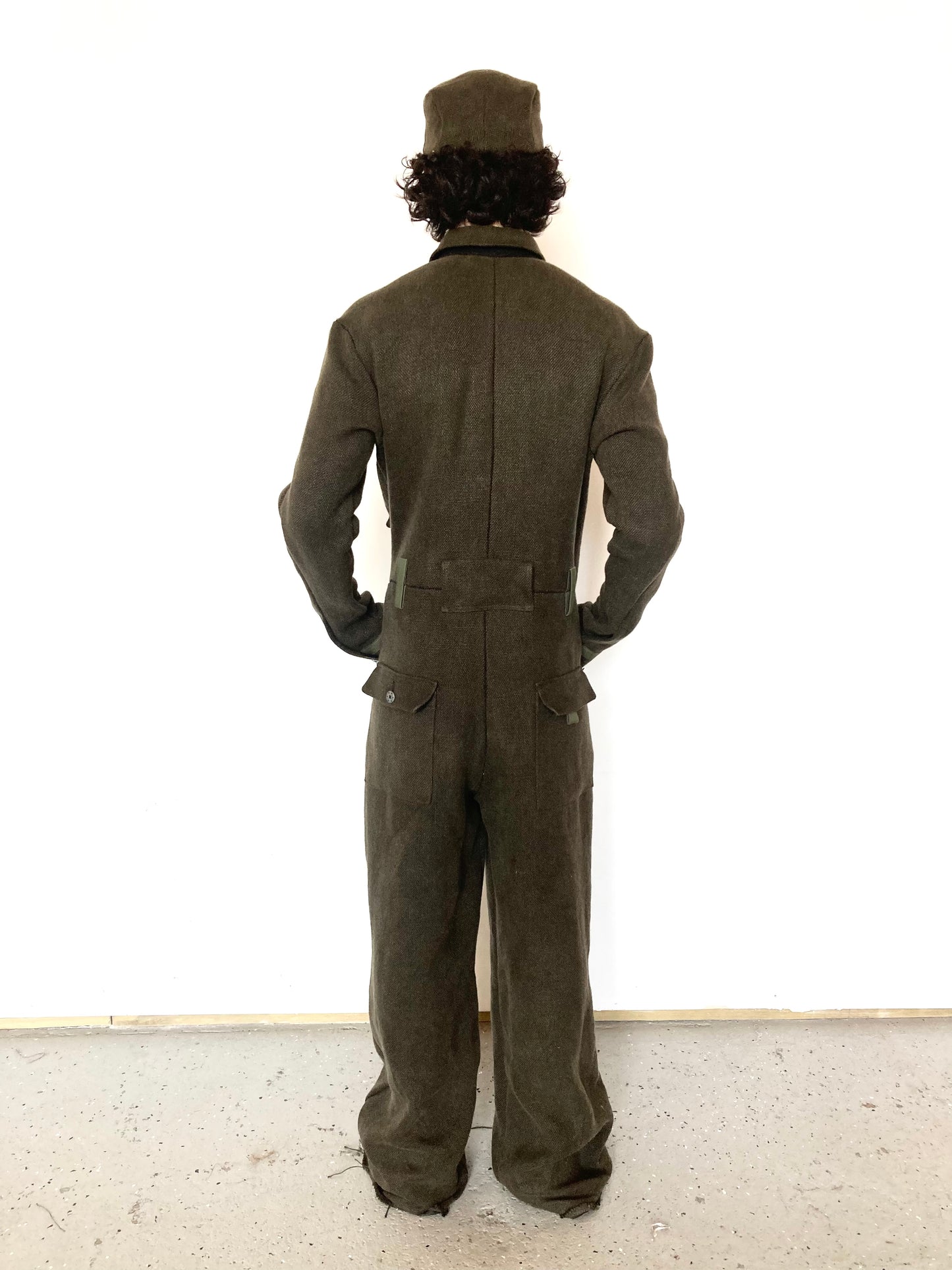 KNG13 || FULL BODY COVERALLS || HEAVY LINEN - OLIVE GREEN