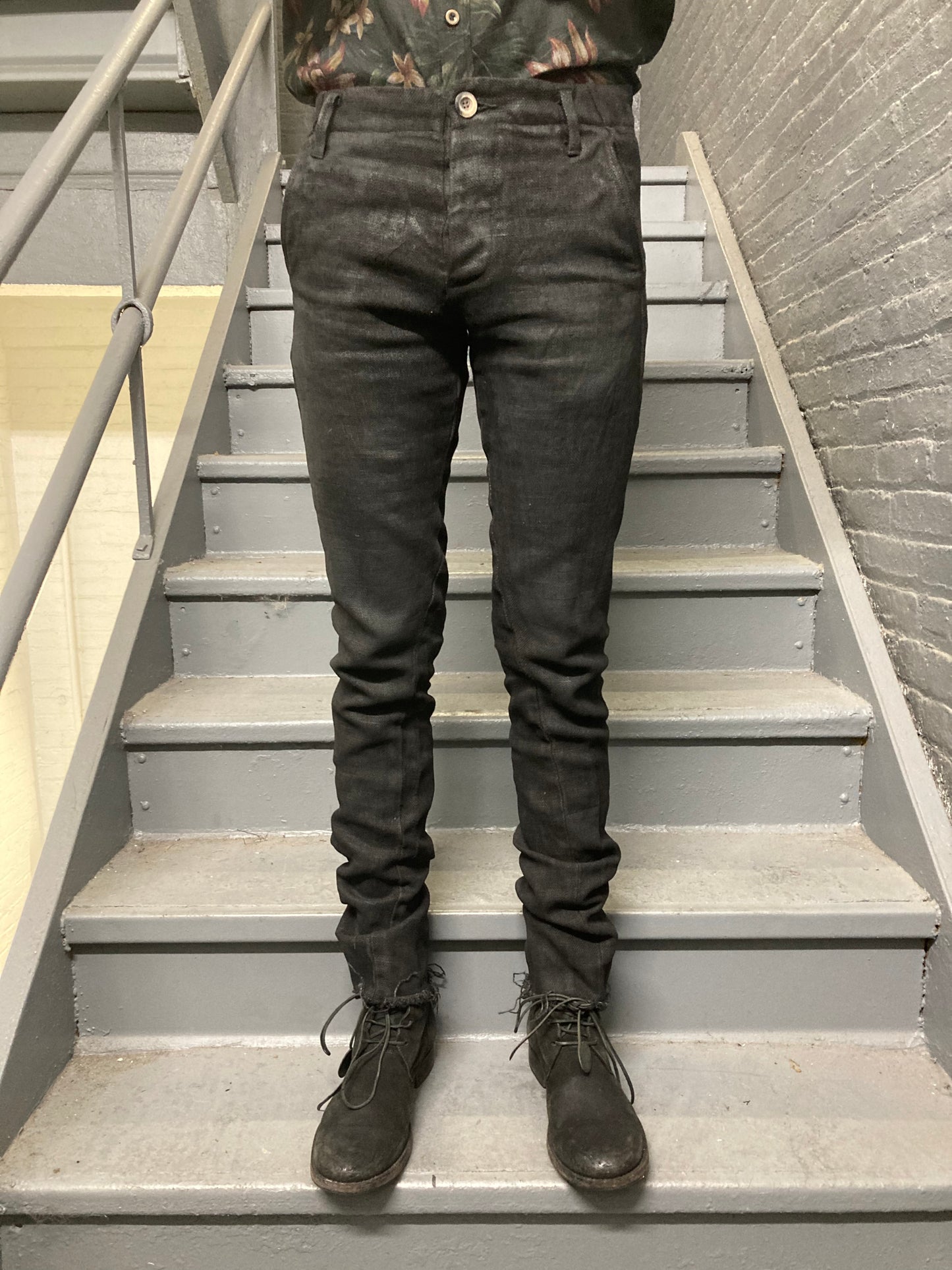 ARCHIVE ADDITIONS - COATED MINIMALIST SLIM PANTS - BLACK
