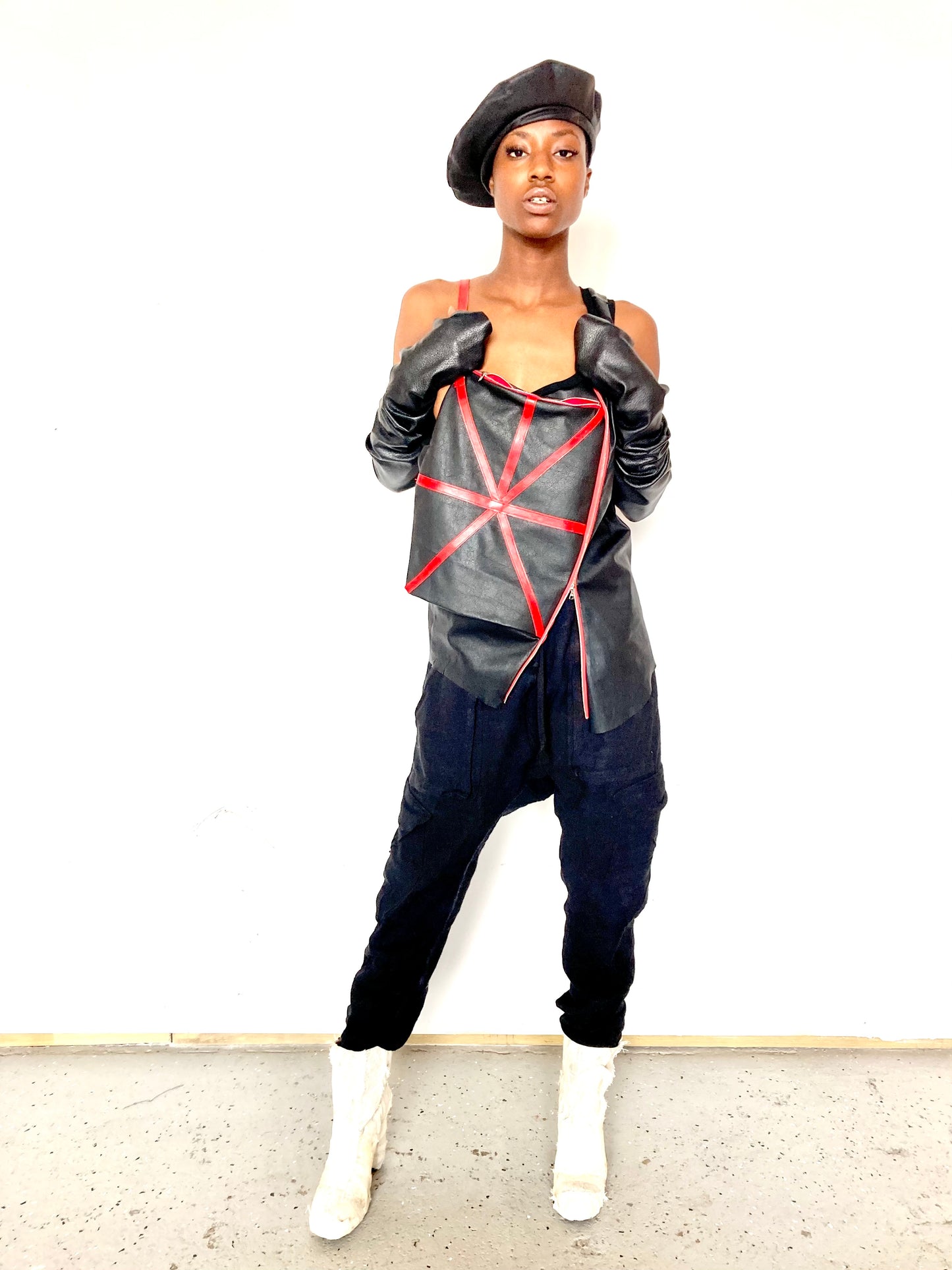 KNG13 || FEMME - KITE POCKET MILITIA PANTS || COTTON + LINEN - BLACK
