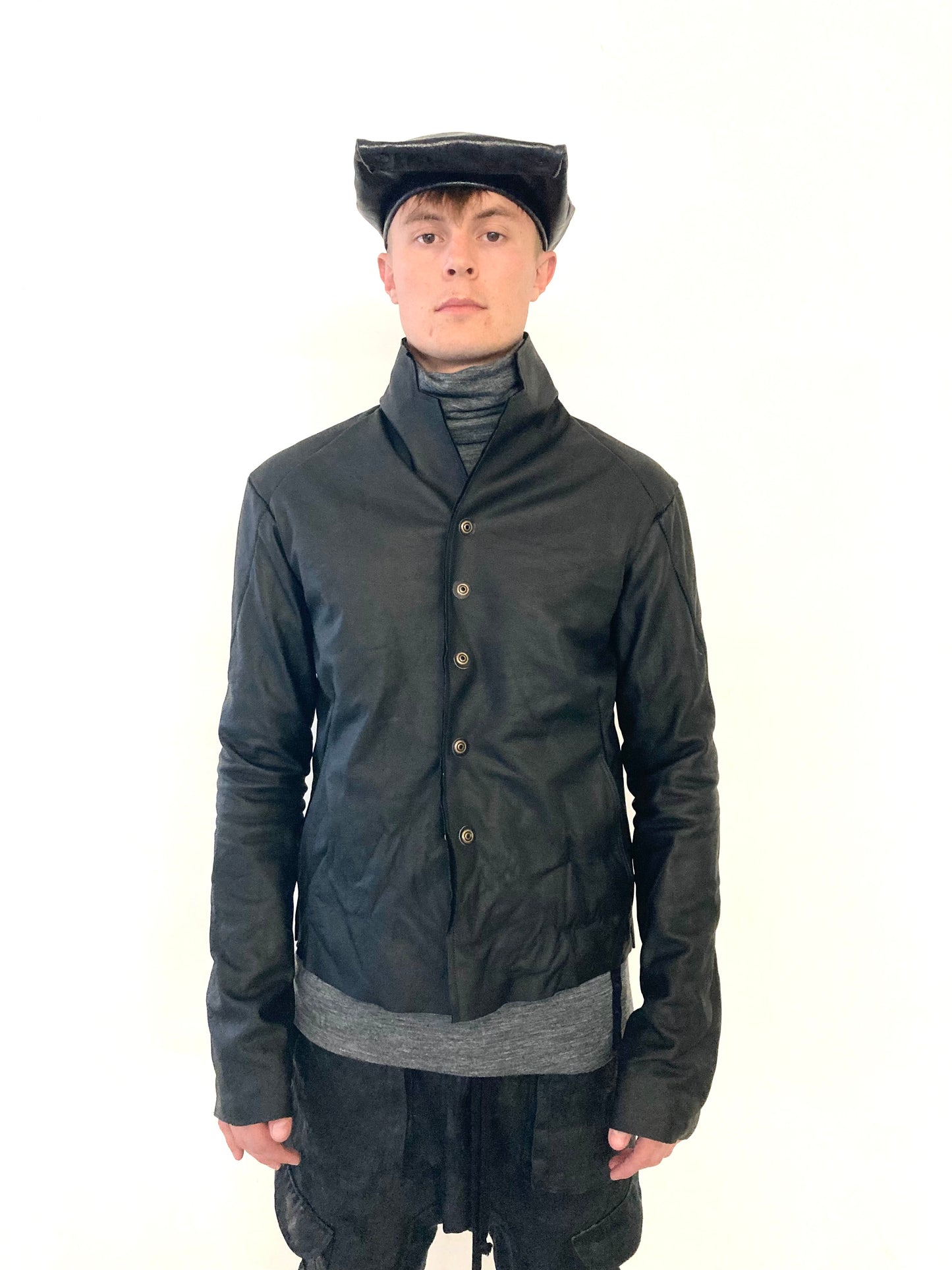 KNG13 || PROTOLOGICAL ARCHETYPE LEATHER SHIRT JACKET || BLACK