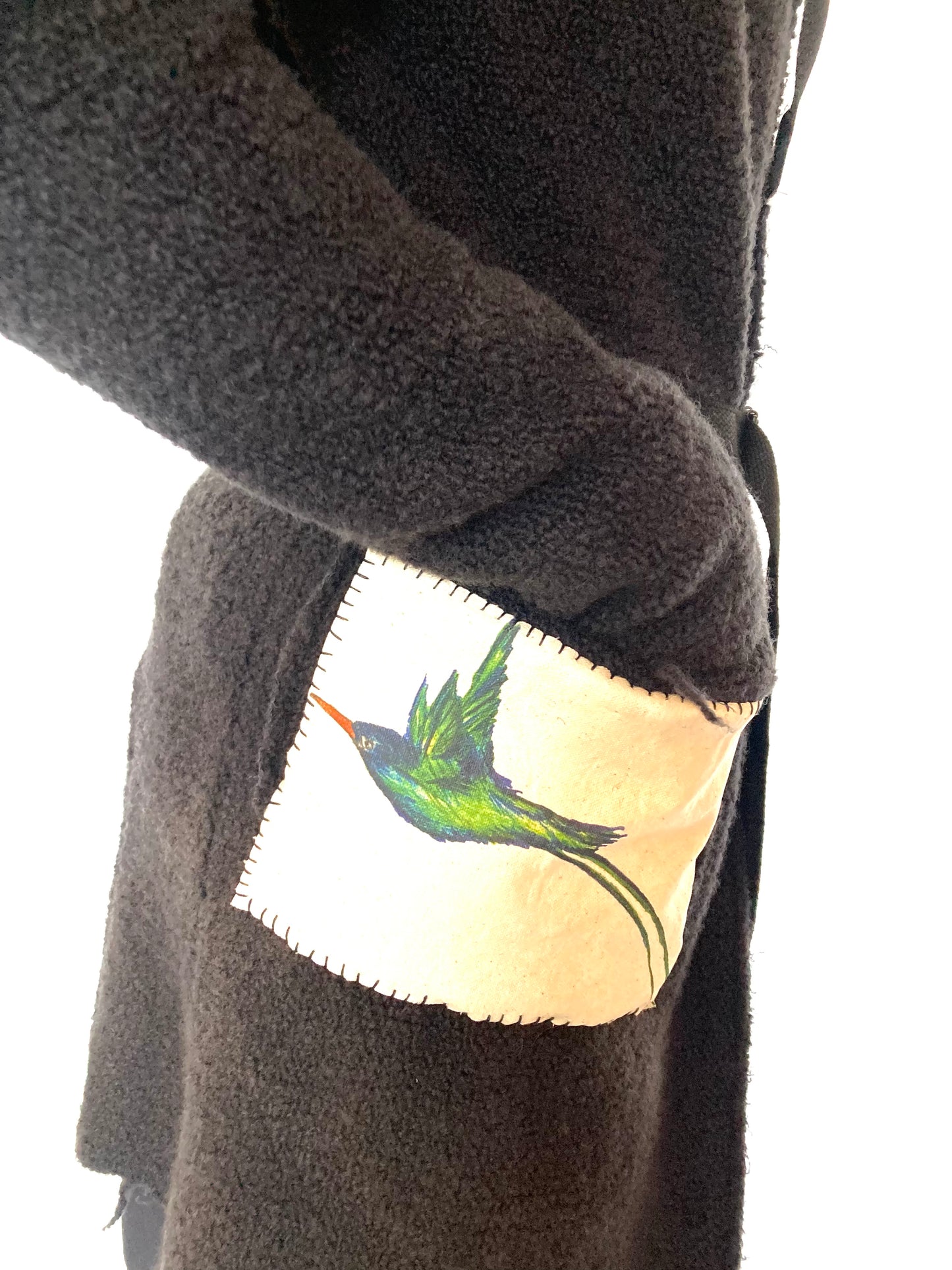KNG13 || BIRD HUNTING BOILED WOOL LONG CARDIGAN || BLACK