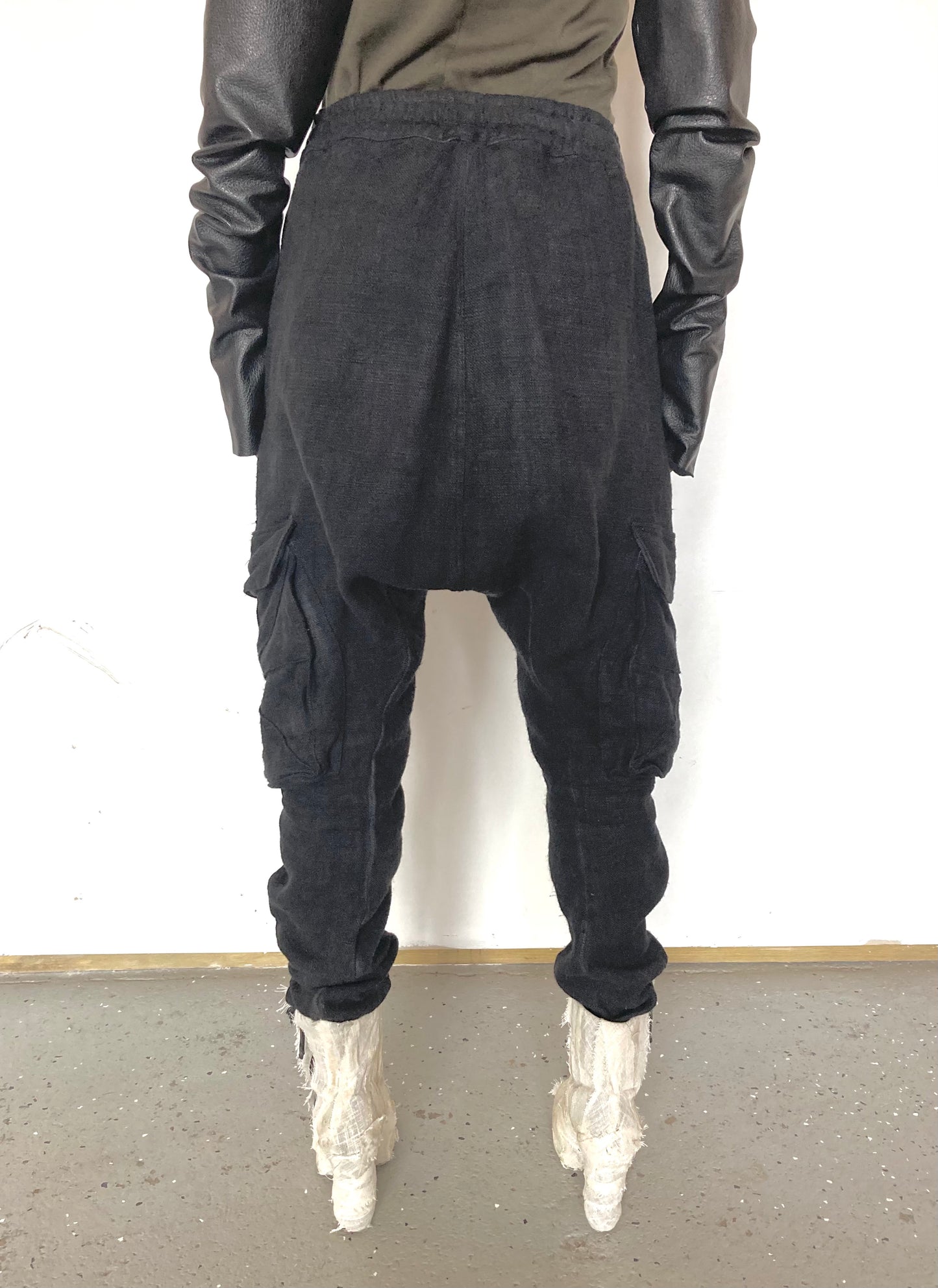 KNG13 || FEMME - KITE POCKET MILITIA PANTS || COTTON + LINEN - BLACK