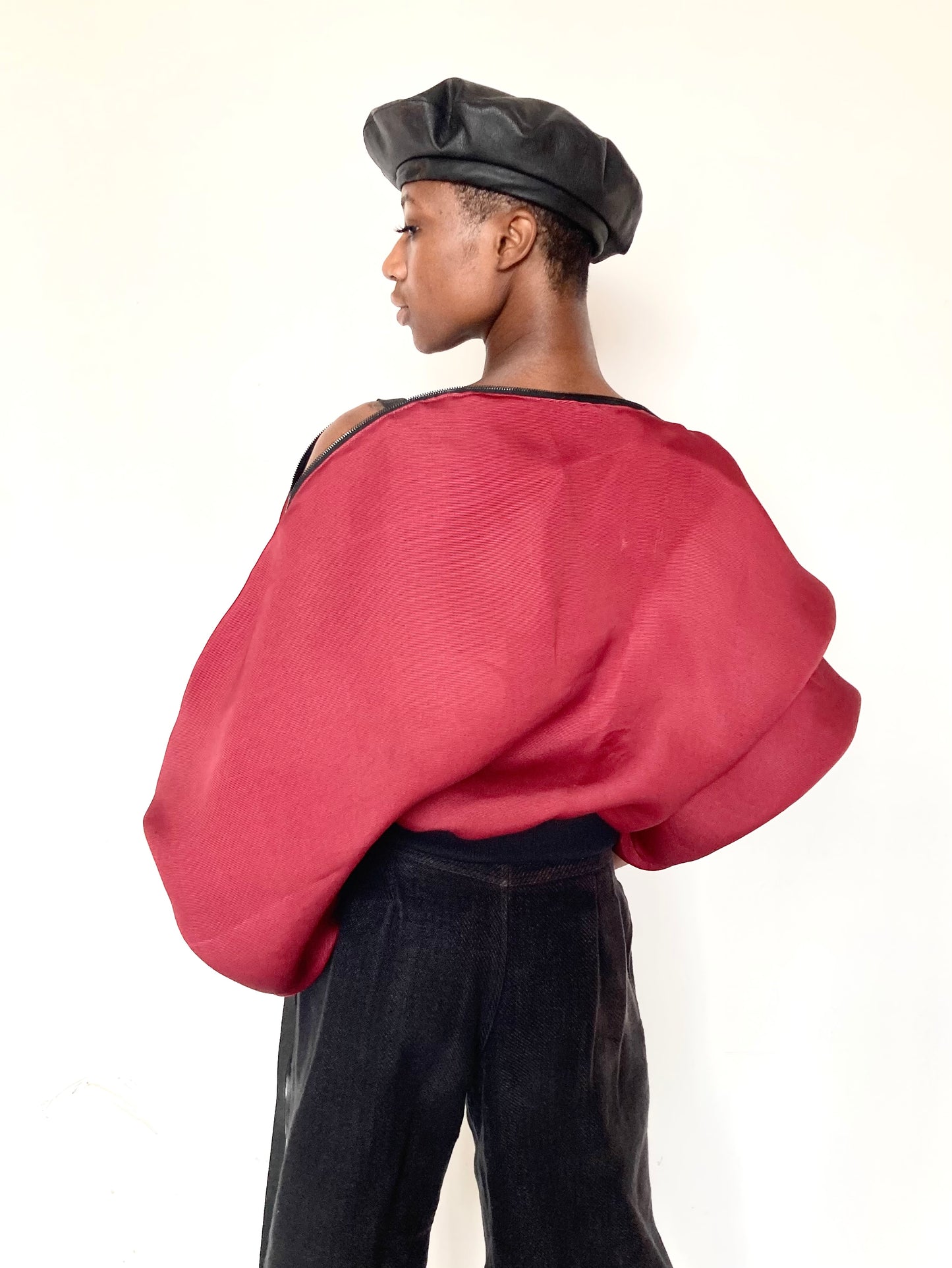 KNG13 || FEMME - ZIPPER NECK CLOUD TOP || 100% SILK GAZAR