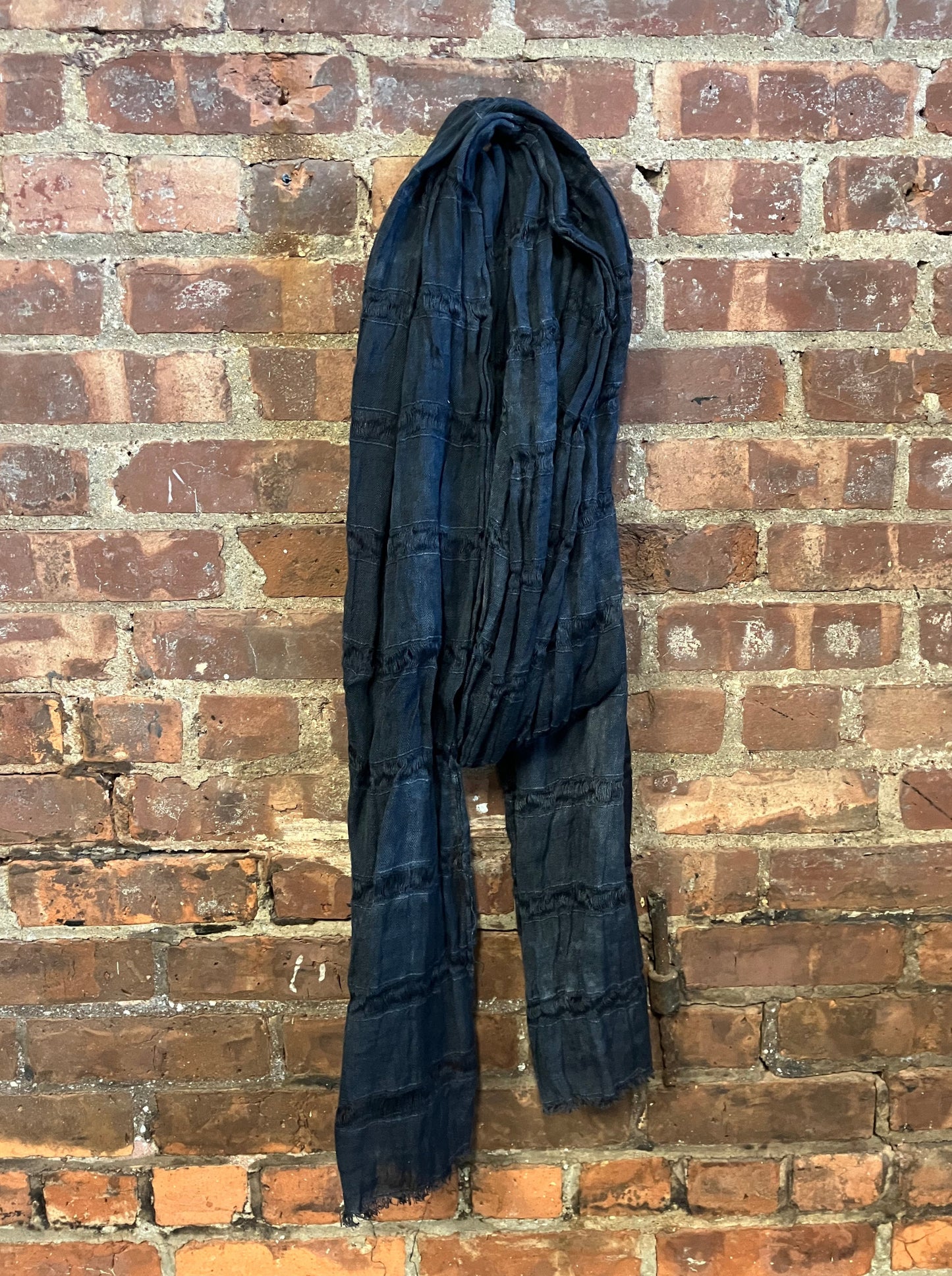 SS23 LINEN SINGLE WIDTH SCARF - BLACK