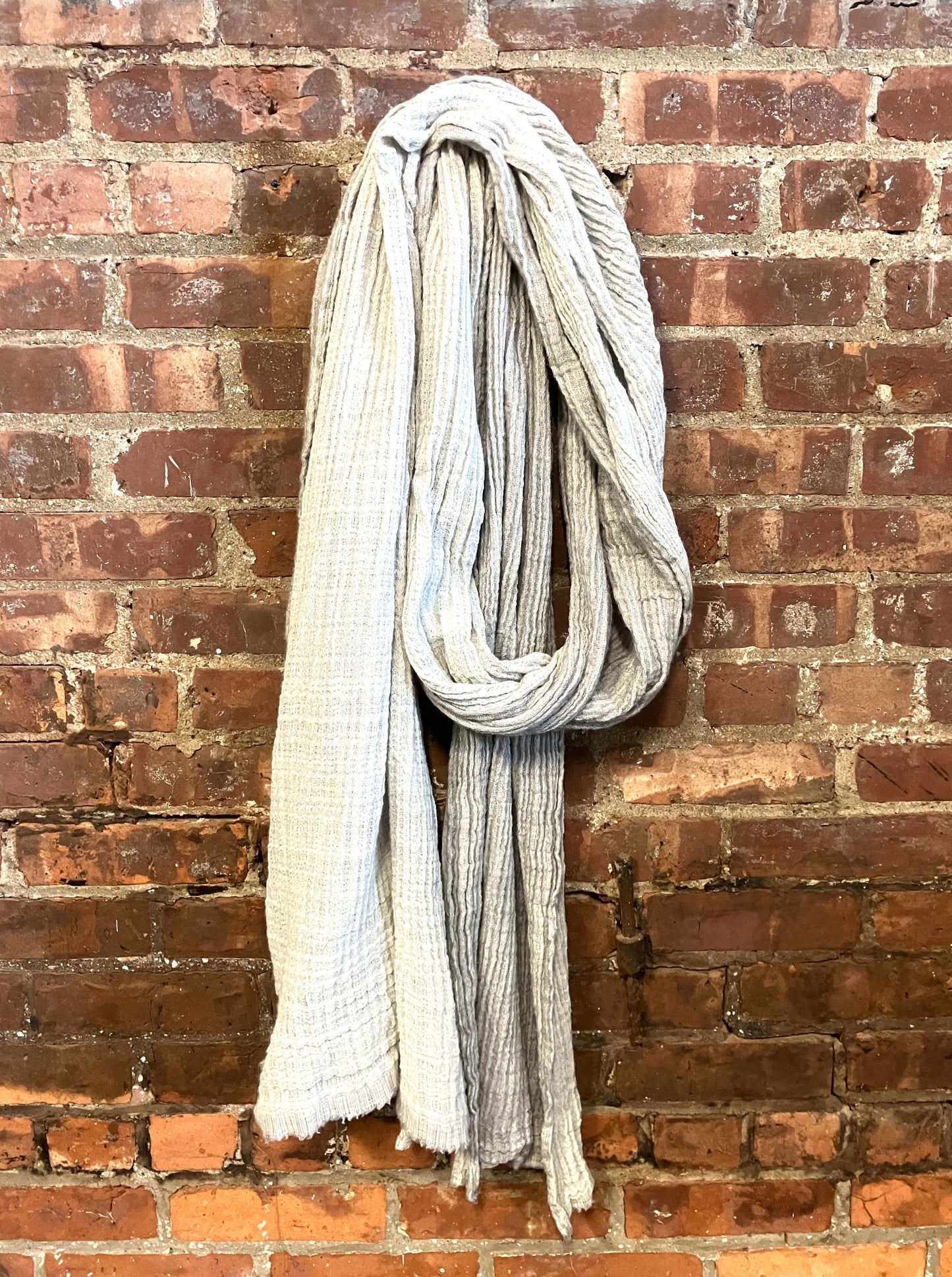 SS23 LINEN AND WOOL LARGE SCARF - ECRU