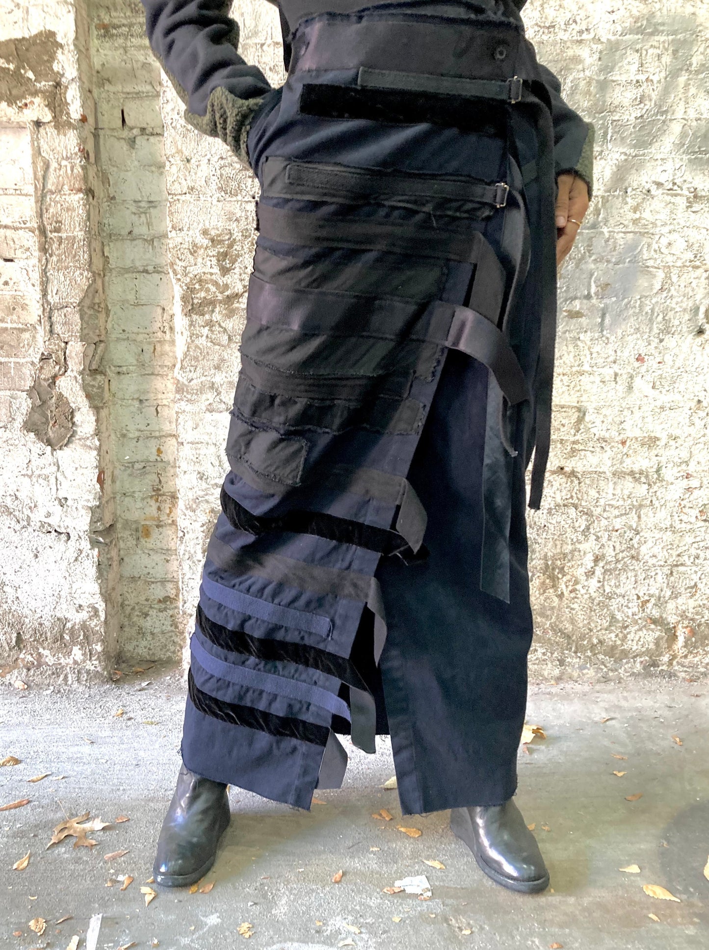 21.2 || MUMMIFIED PATCHWORK ZERO WRAP SKIRT || BLACK