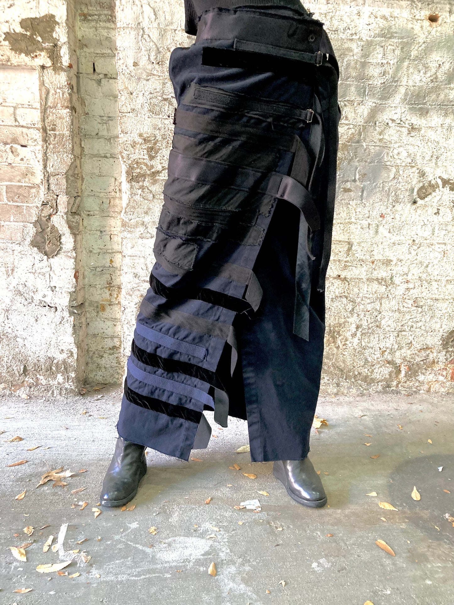 21.2 || MUMMIFIED PATCHWORK ZERO WRAP SKIRT || BLACK