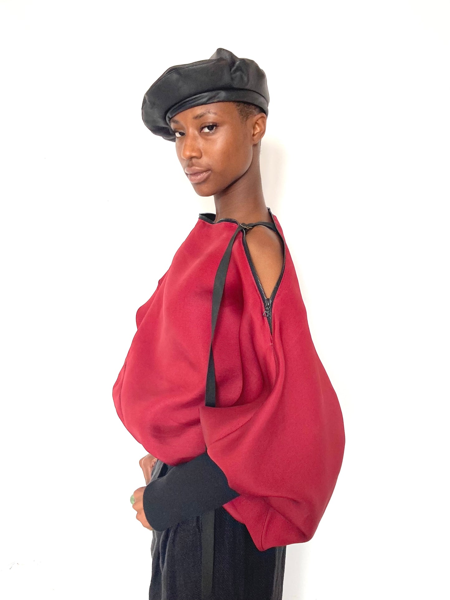 KNG13 || FEMME - ZIPPER NECK CLOUD TOP || 100% SILK GAZAR