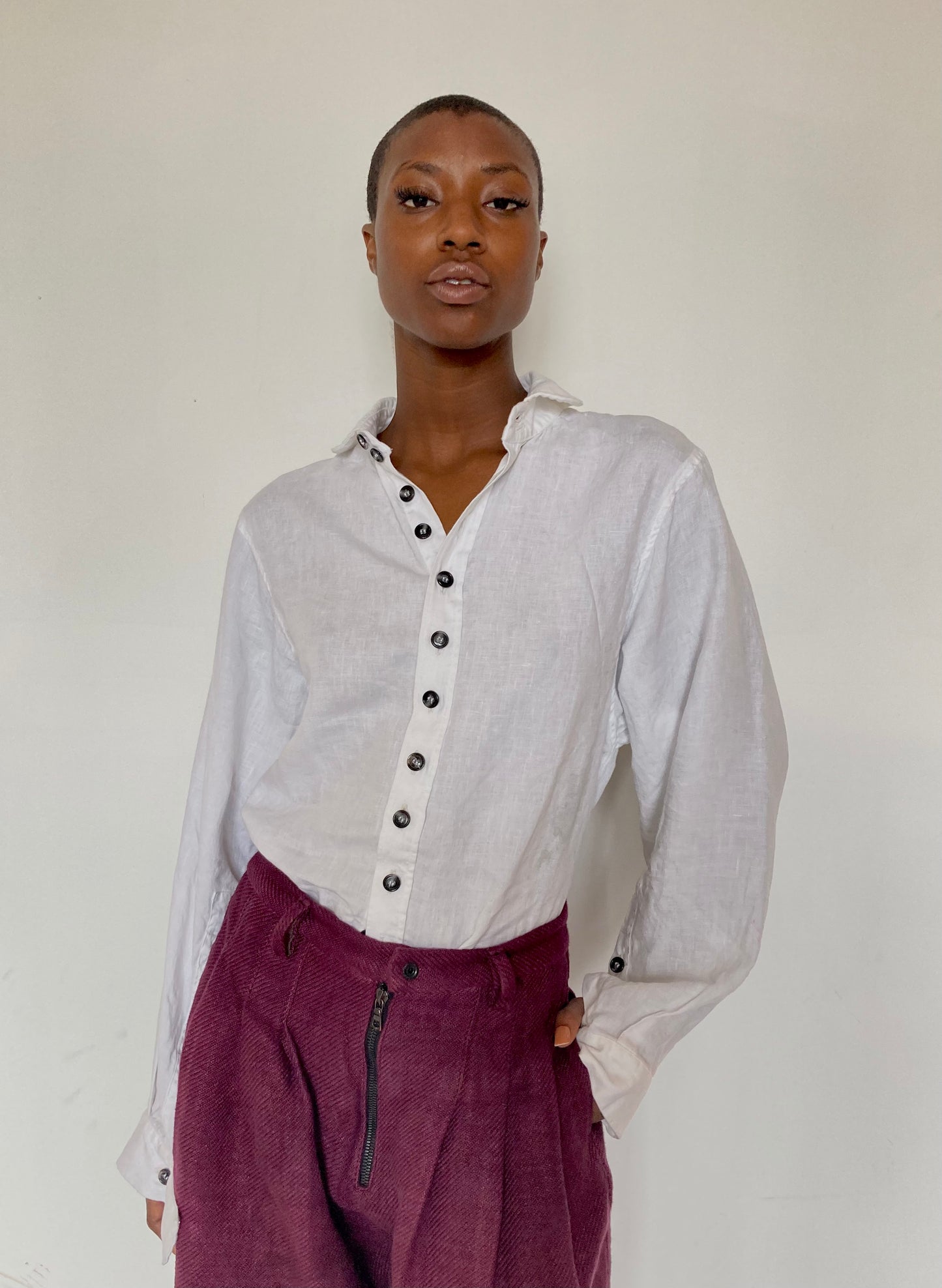 KNG13 || OVERSIZED CLASSIC SHIRT || 100% LINEN WHITE