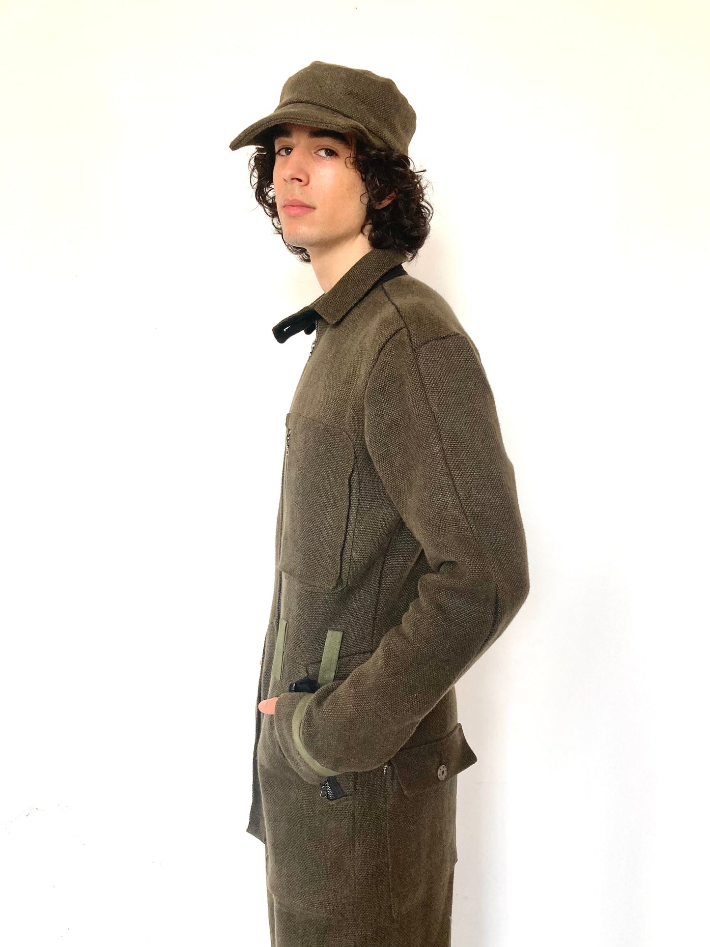 KNG13 || FULL BODY COVERALLS || HEAVY LINEN - OLIVE GREEN