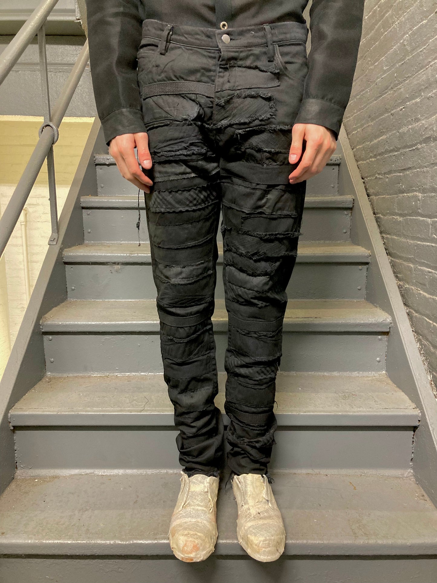 ARCHIVE ADDITIONS - PATCHWORK MUMMIFIED |ZERO| JEANS - OVERDYED + COATED BLACK