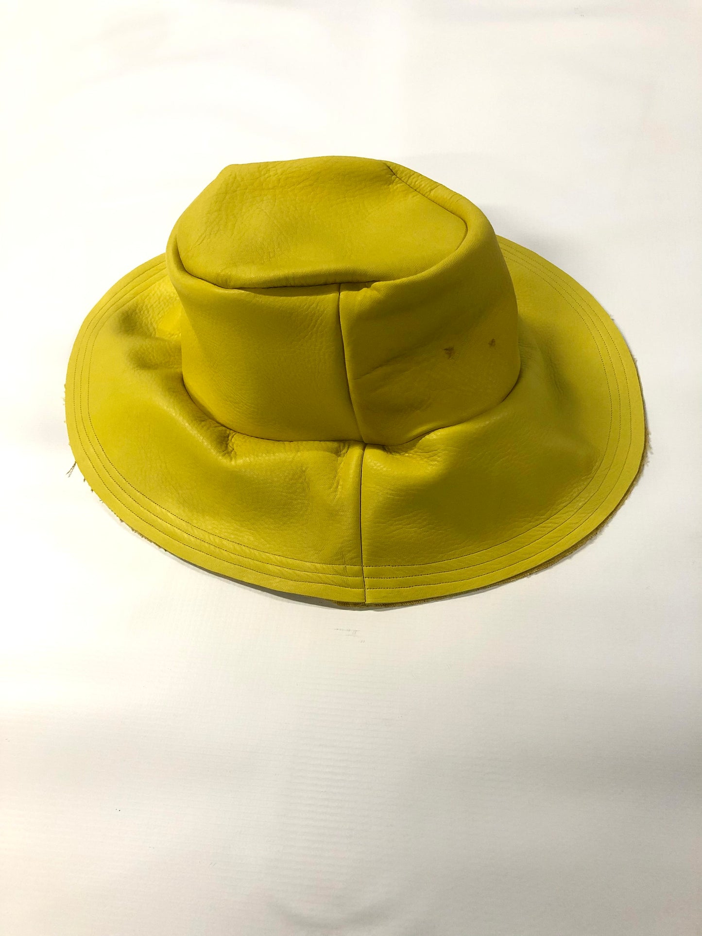 KNG13 || EXTENDED BRIM BUCKET HAT || 100% COWHIDE -YELLOW