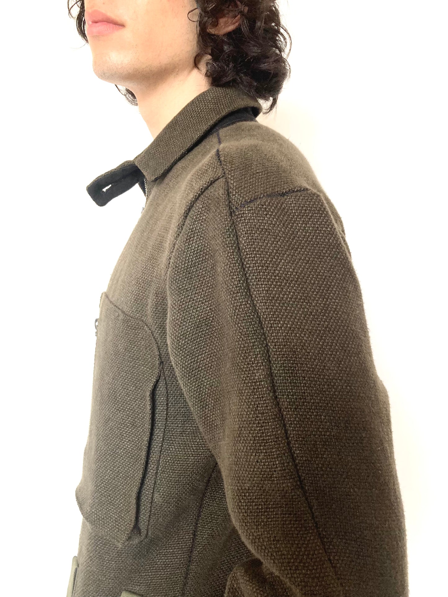 KNG13 || FULL BODY COVERALLS || HEAVY LINEN - OLIVE GREEN