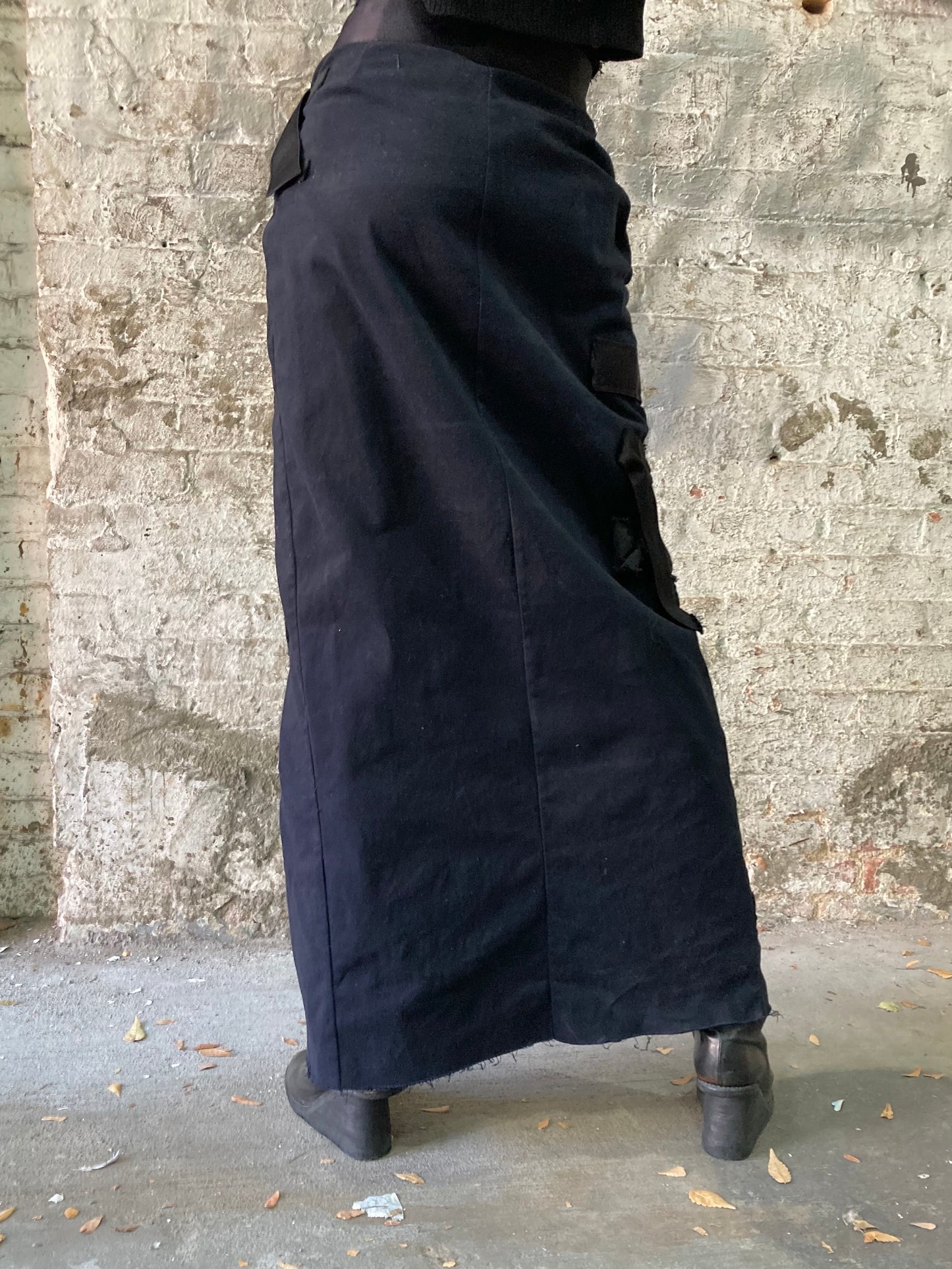 21.2 || MUMMIFIED PATCHWORK ZERO WRAP SKIRT || BLACK