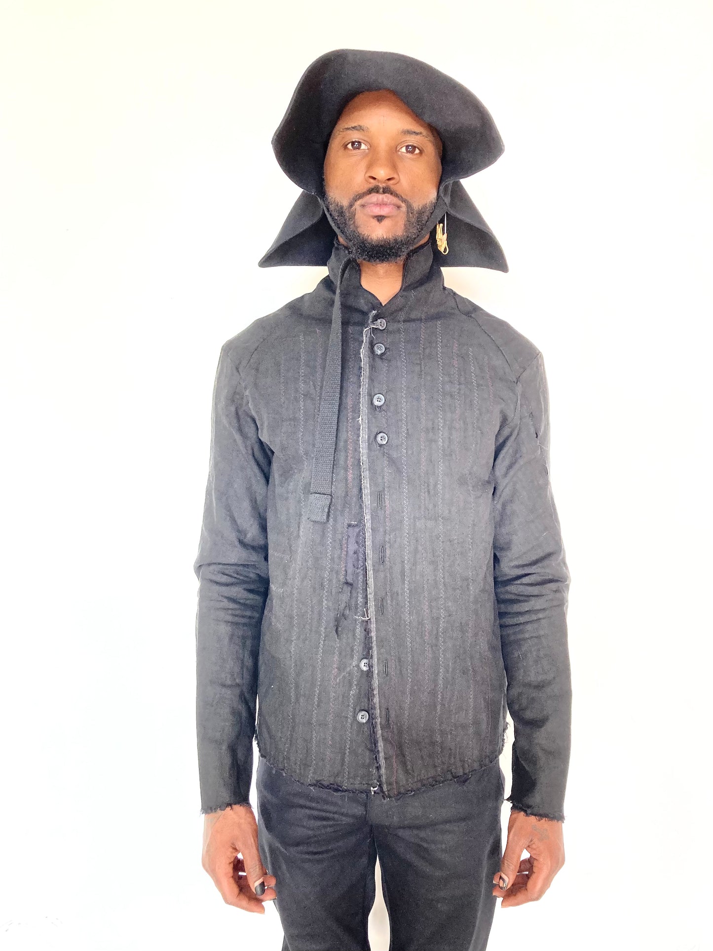 KNG13 || PROTOLOGICAL ARCHETYPE SHIRT - DESTROYED LINEN || BLACK ||