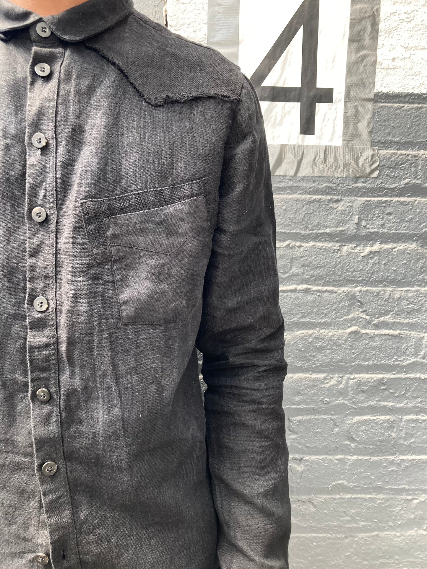 22.1- DARNSTITCHED WESTERN SHIRT - BLACK