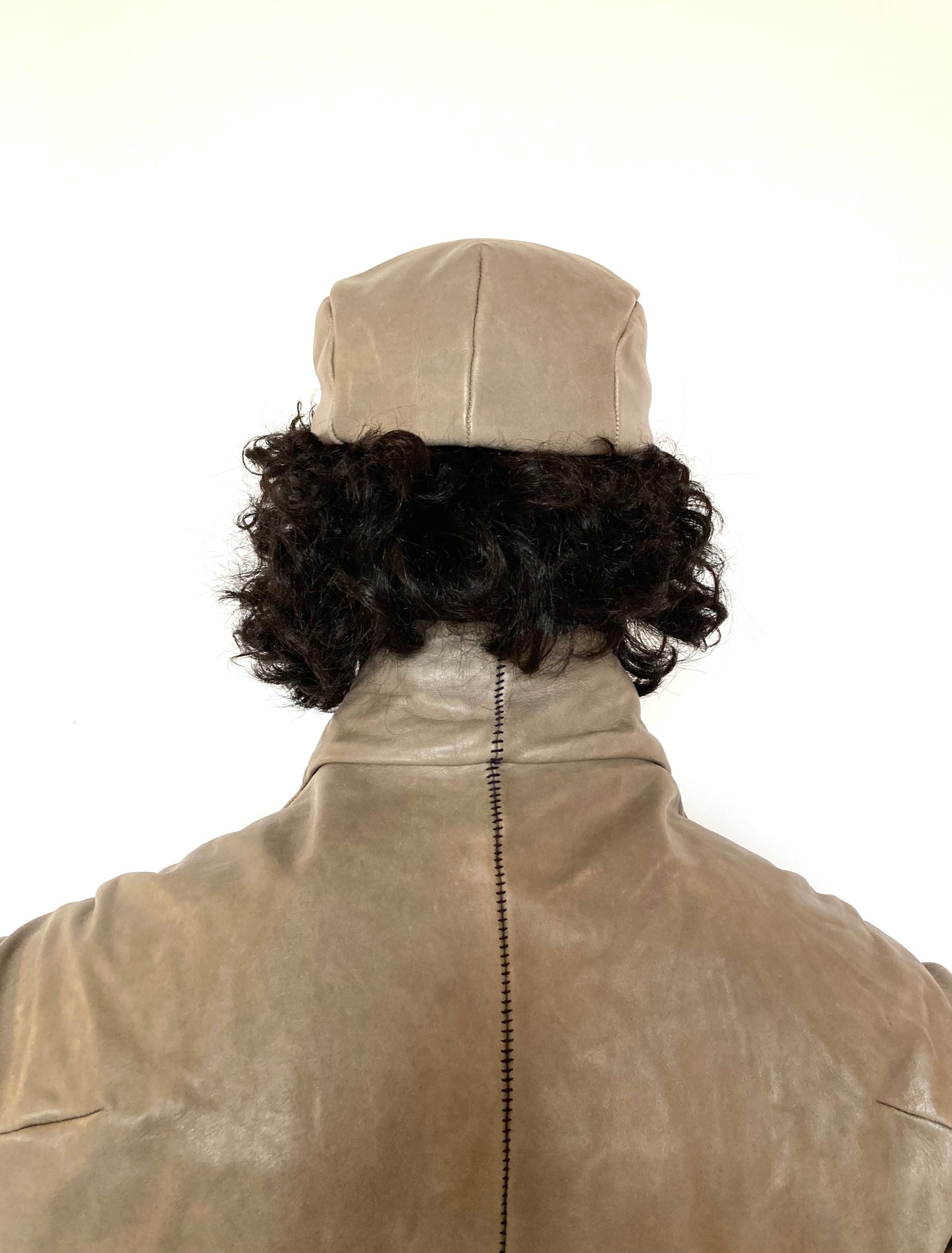 KNG13 || EXTENDED BILL HAT || 100% COWHIDE - KHAKI
