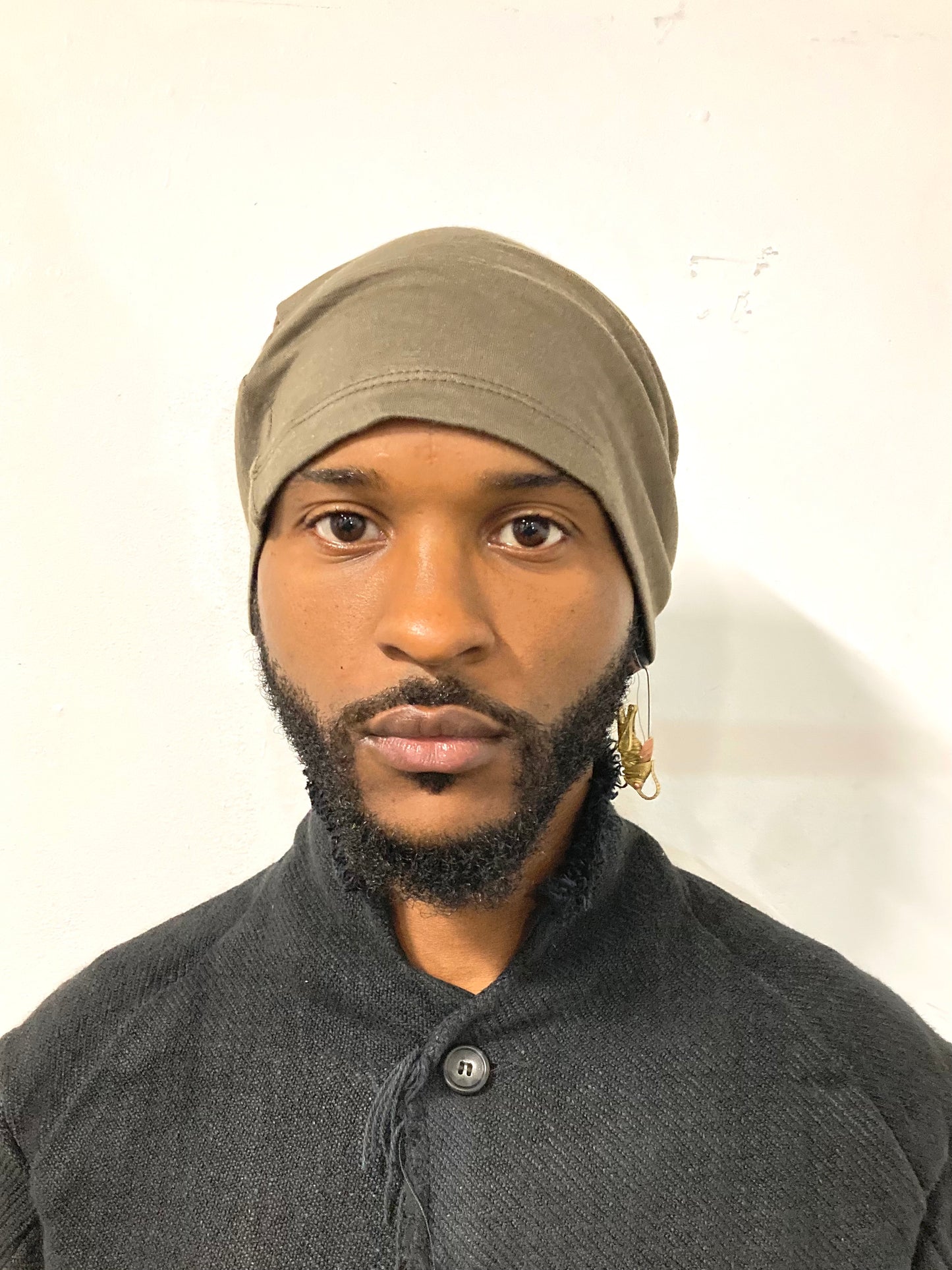 KGN13 || ONE PIECE LONG DOME BEANIE || COMBAT GREEN COTTON