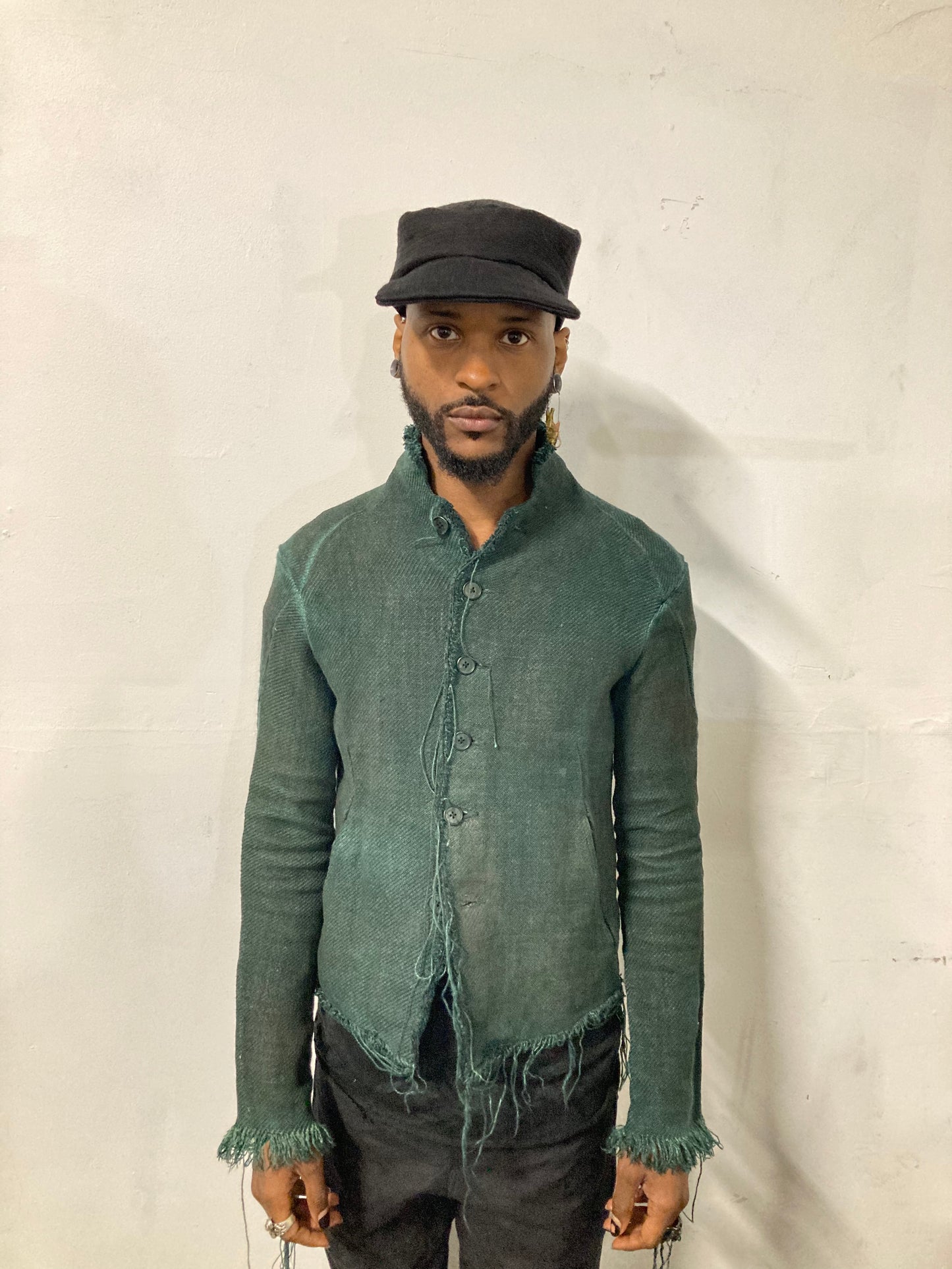 KNG13 || EXTENDED BILL HAT || 100% HEAVY LINEN - BLACK